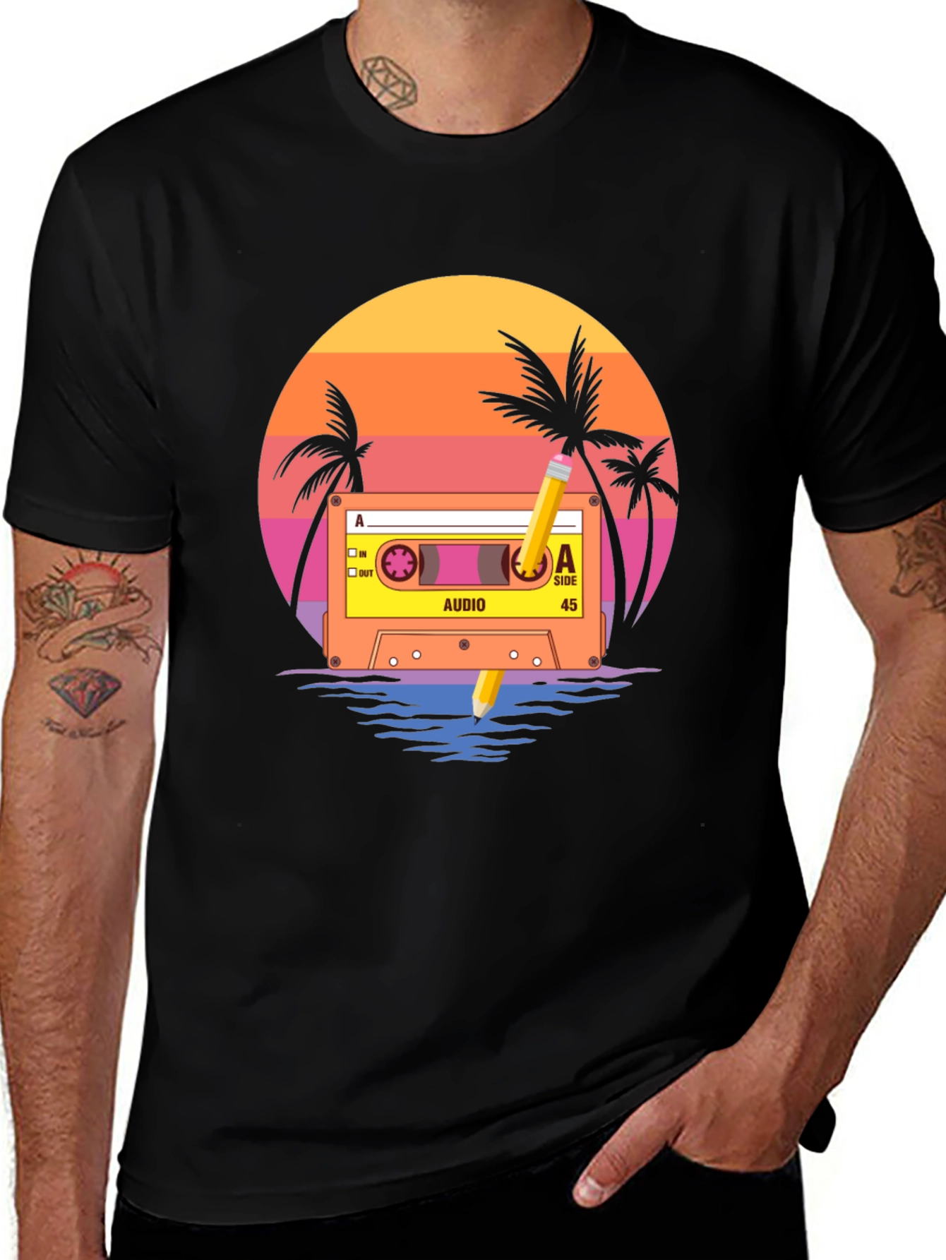 Retro Sunset Cassette Tape Graphic T-Shirt