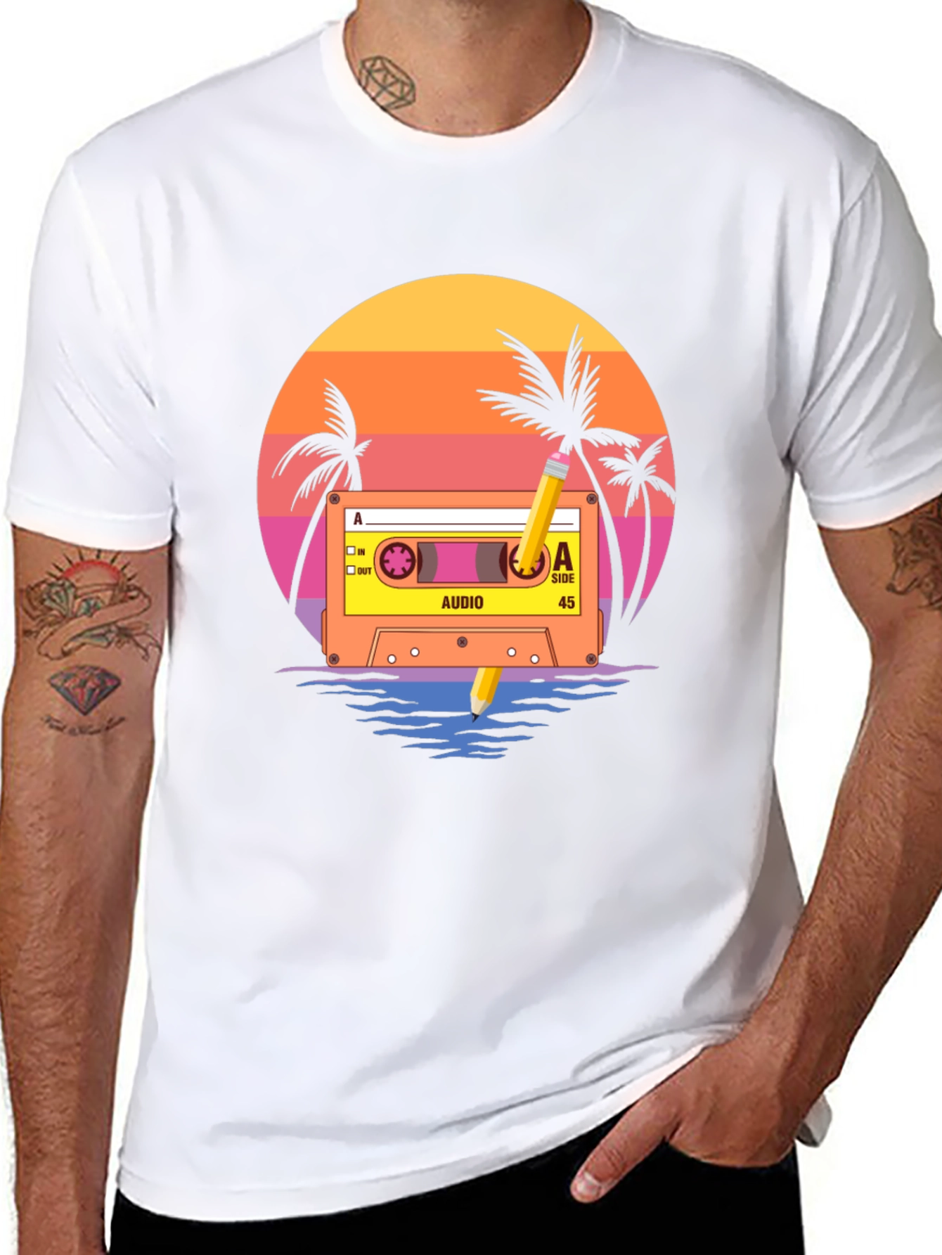 Retro Sunset Cassette Tape Graphic T-Shirt
