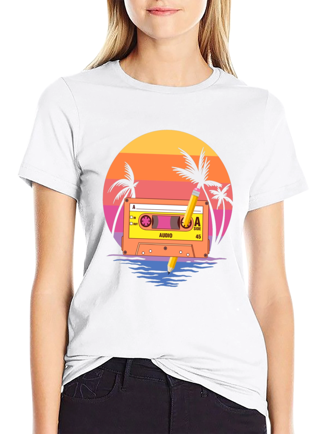 Retro Sunset Cassette Tape Graphic T-Shirt