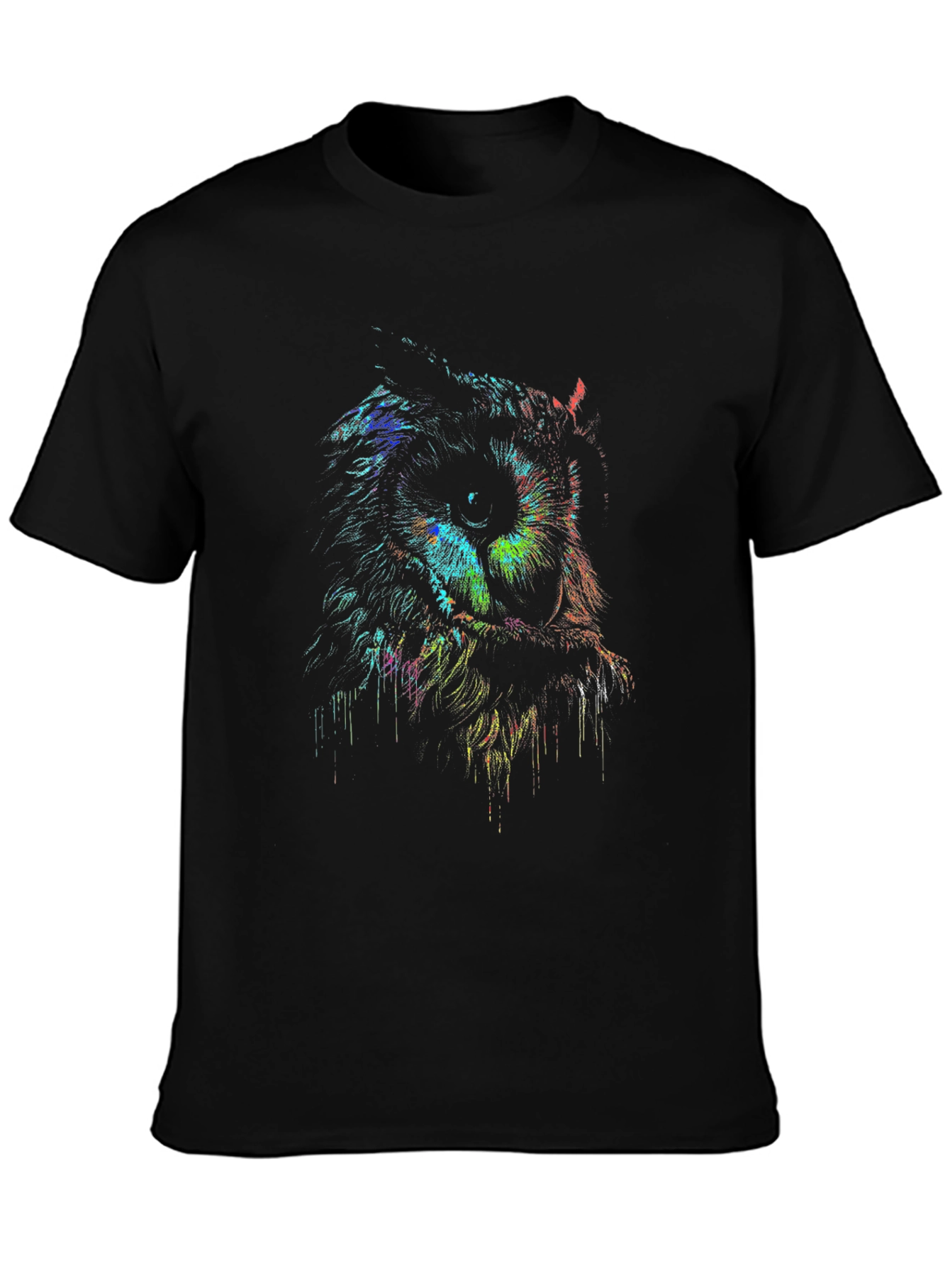 Owl Graphic Print Mens Black T-Shirt