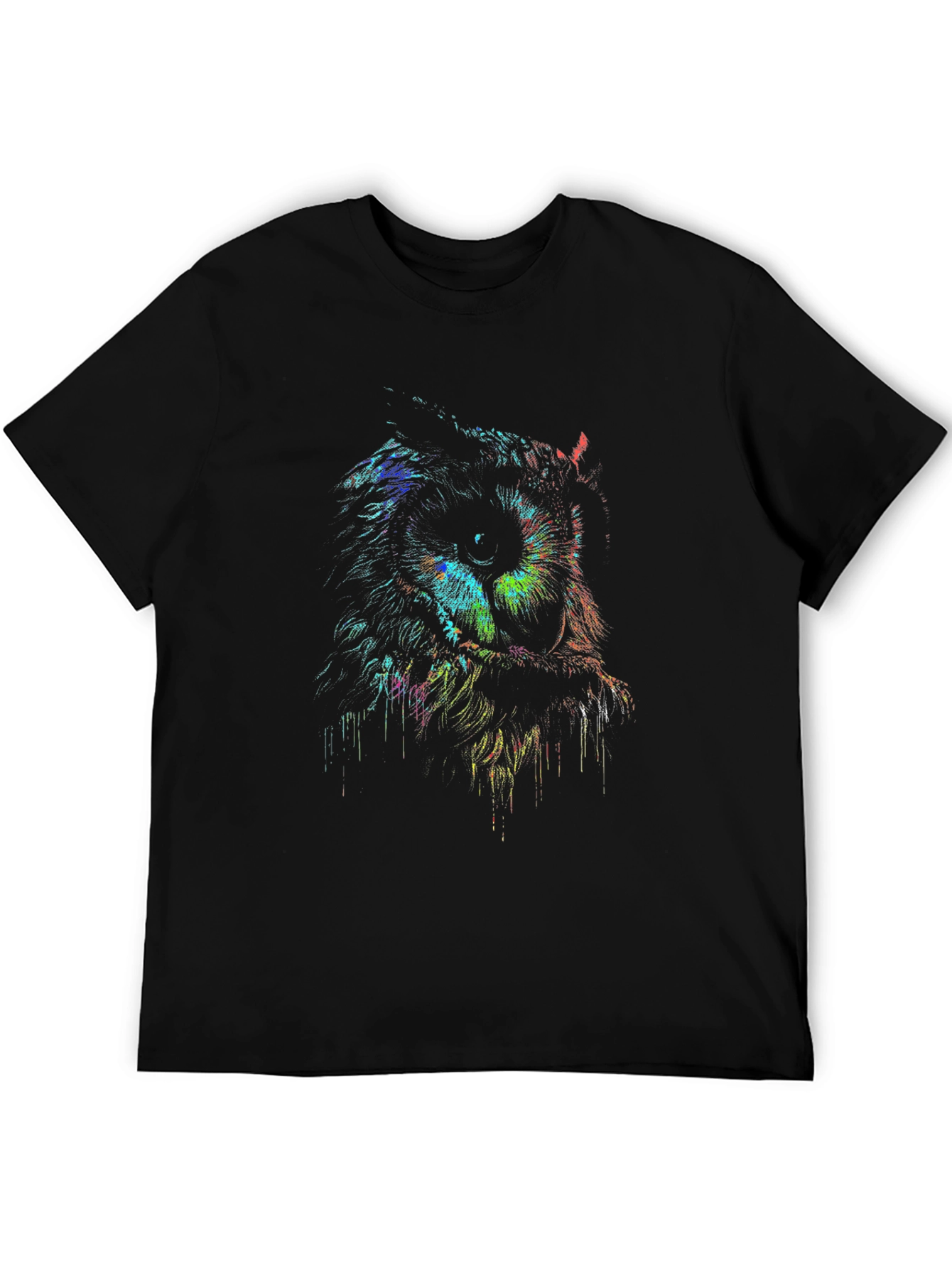 Owl Graphic Print Mens Black T-Shirt