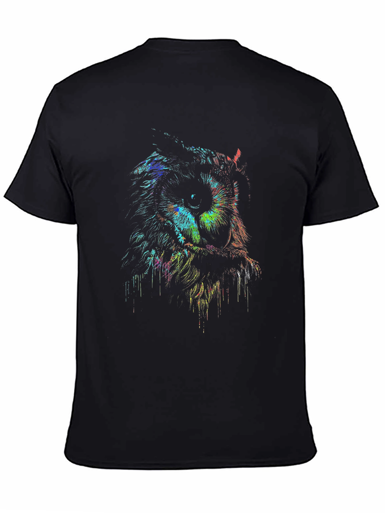 Owl Graphic Print Mens Black T-Shirt