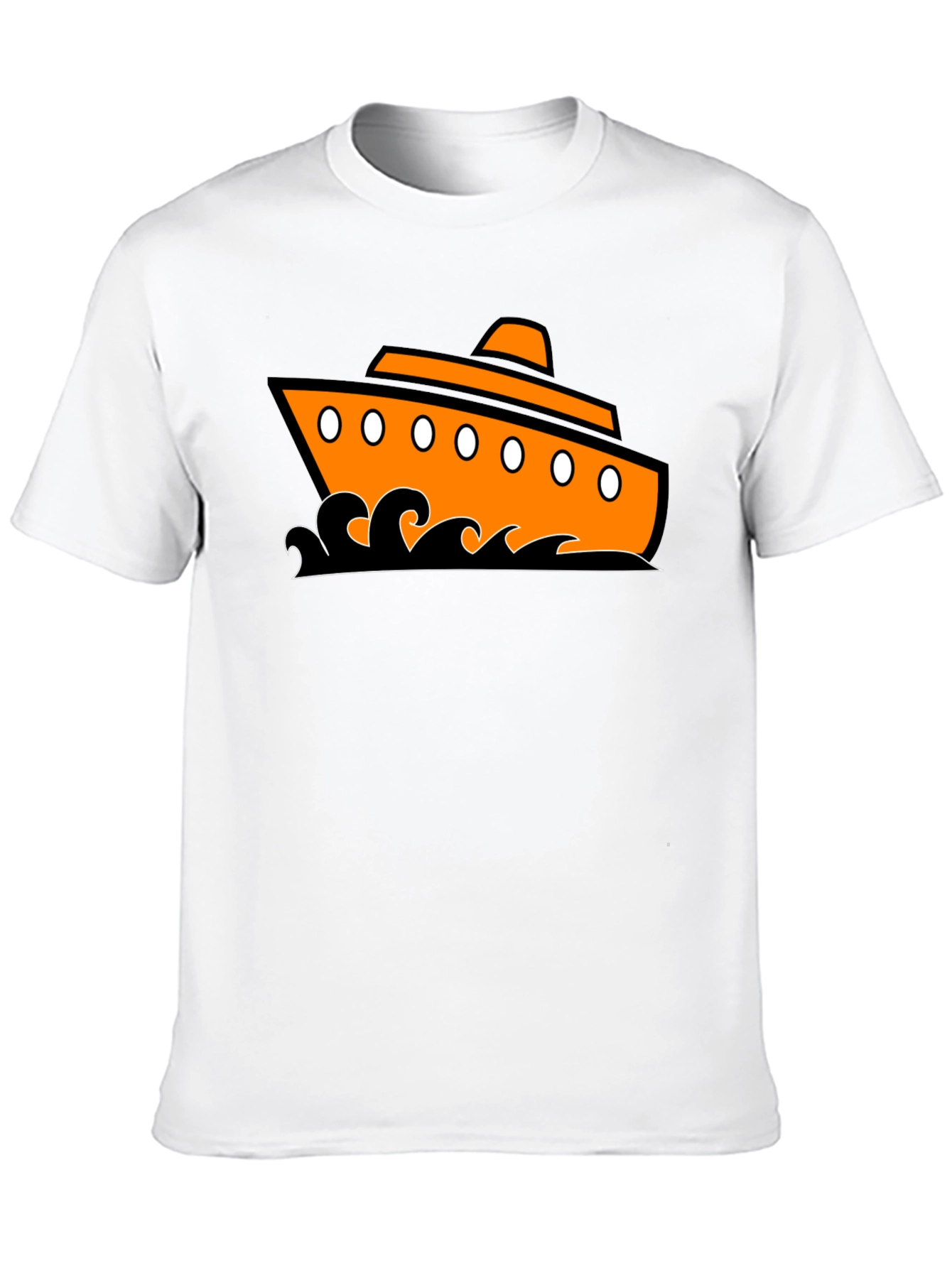 Nautical Ship Graphic Tee - Black Cotton