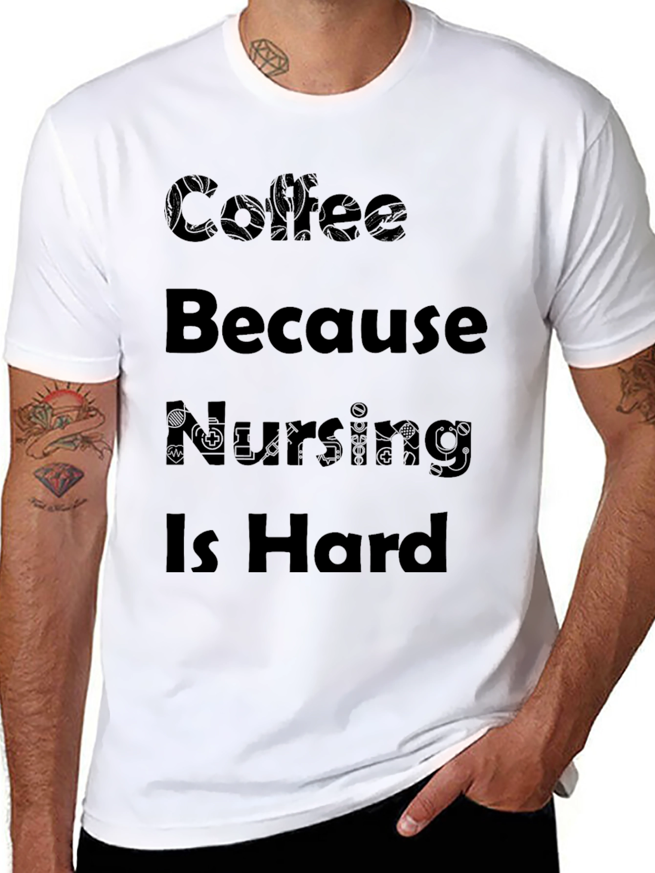 Coffee Because Nursing Is Hard Black T-Shirt