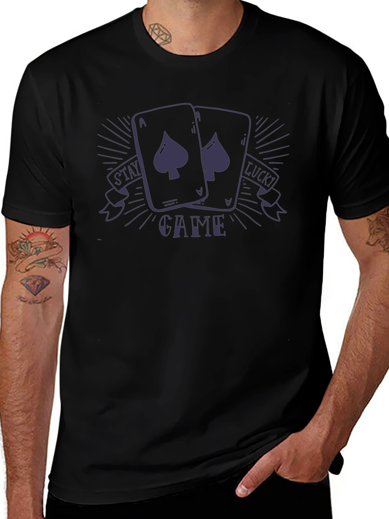Stay Lucky Game Black Graphic Tee
