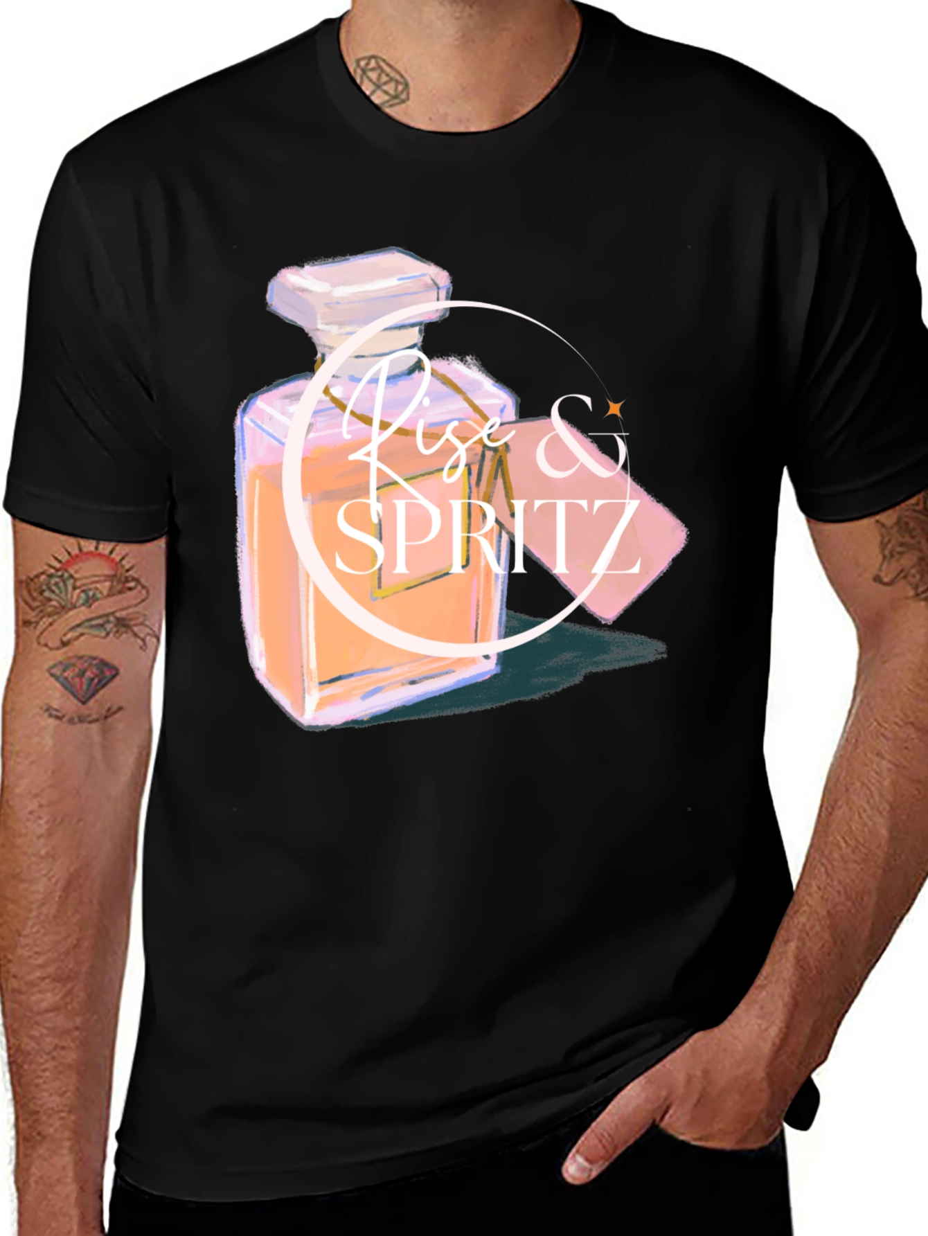 Rise & Spritz Black Graphic Tee