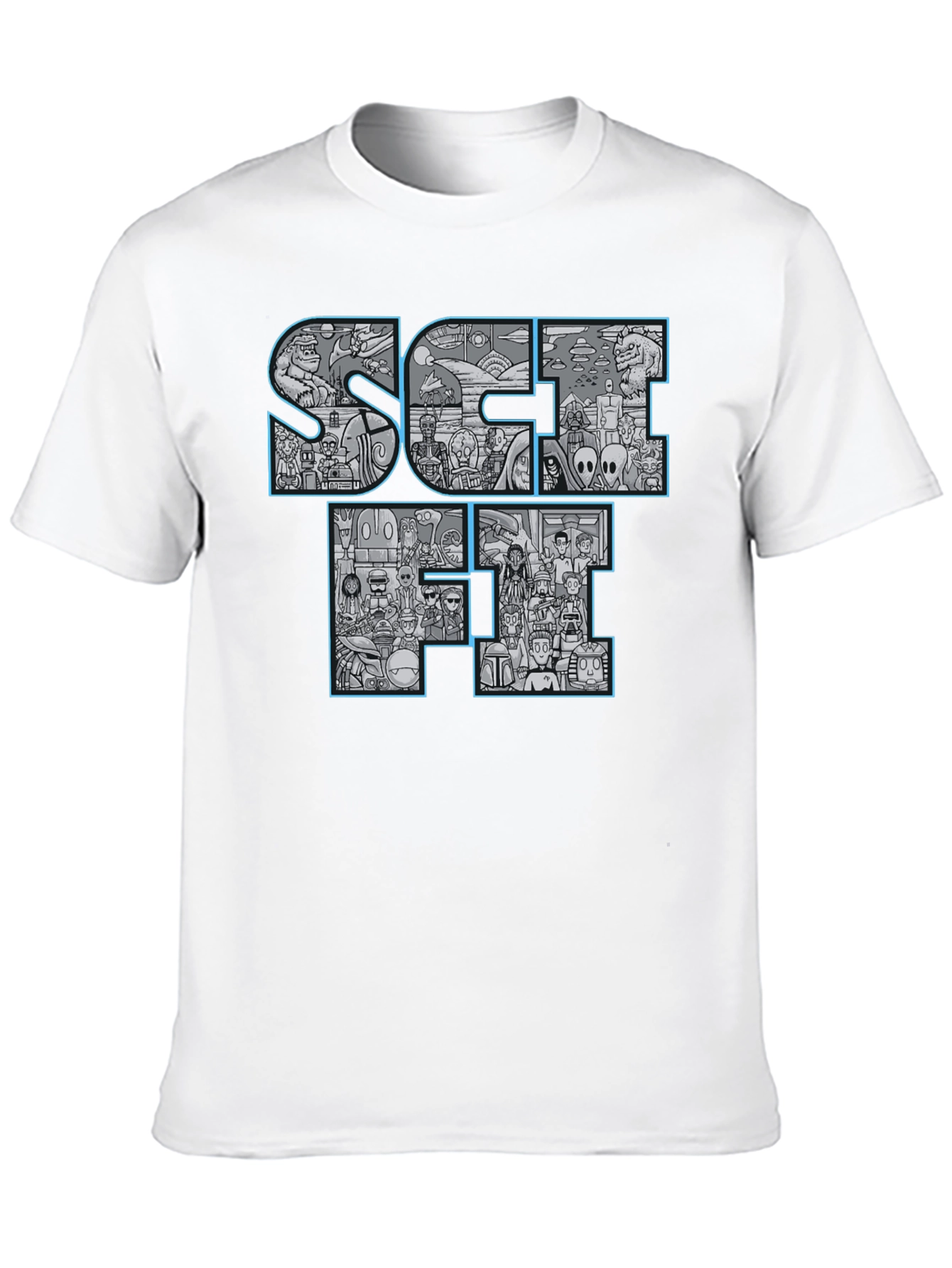 Sci-Fi Icons Graphic Print Black T-Shirt