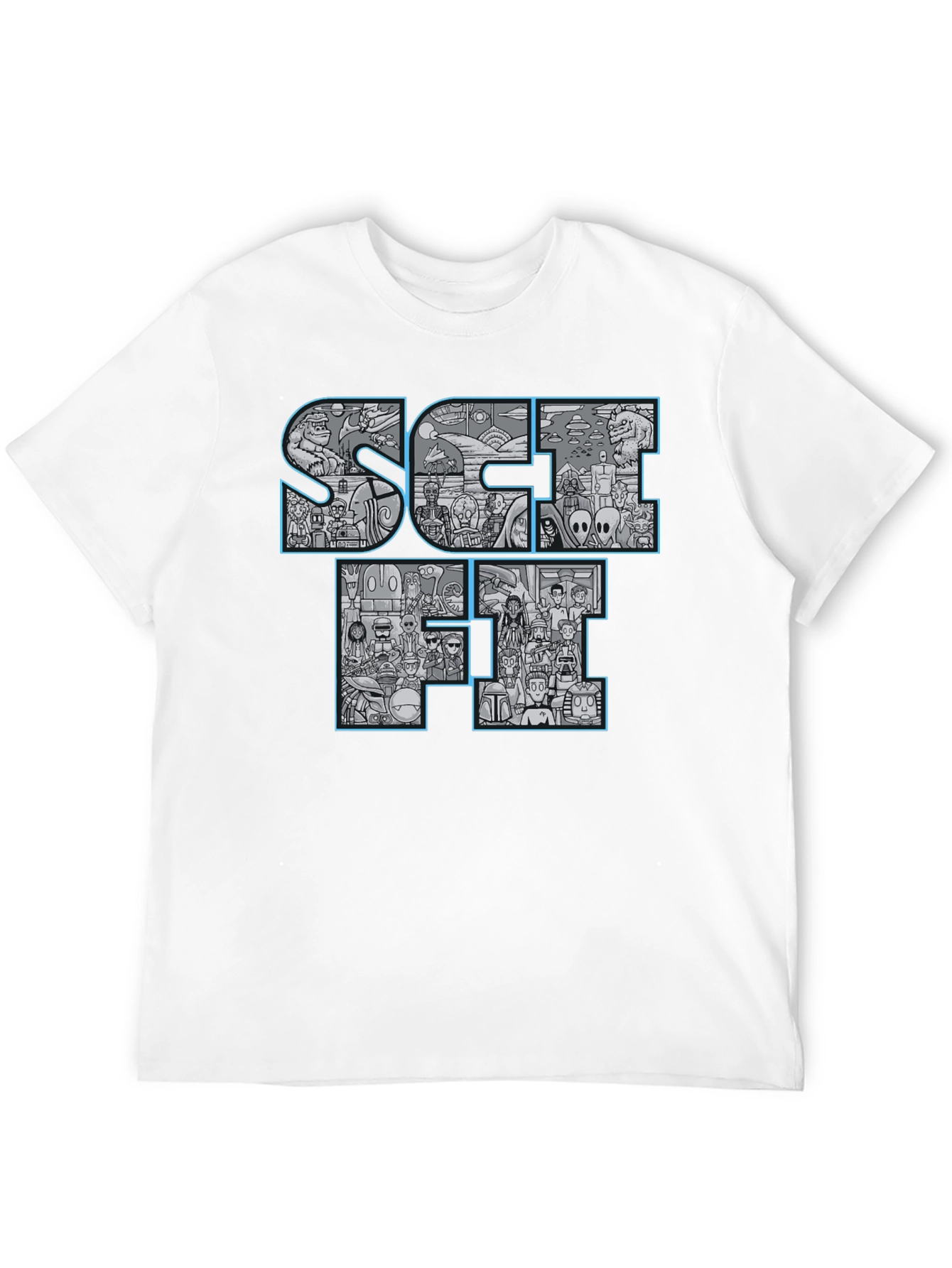 Sci-Fi Icons Graphic Print Black T-Shirt