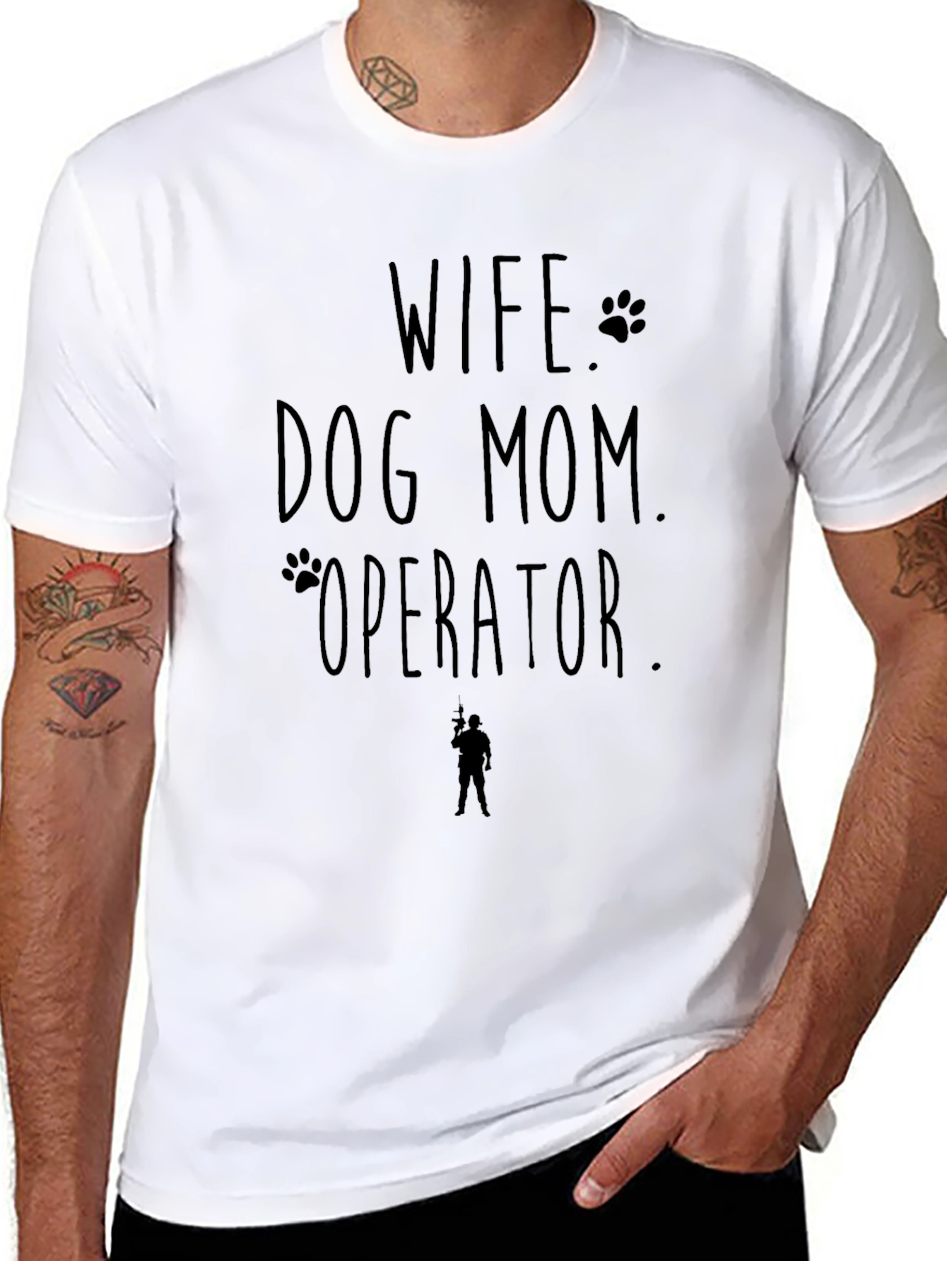 Wife Dog Mom Operator Novelty Graphic T-Shirt