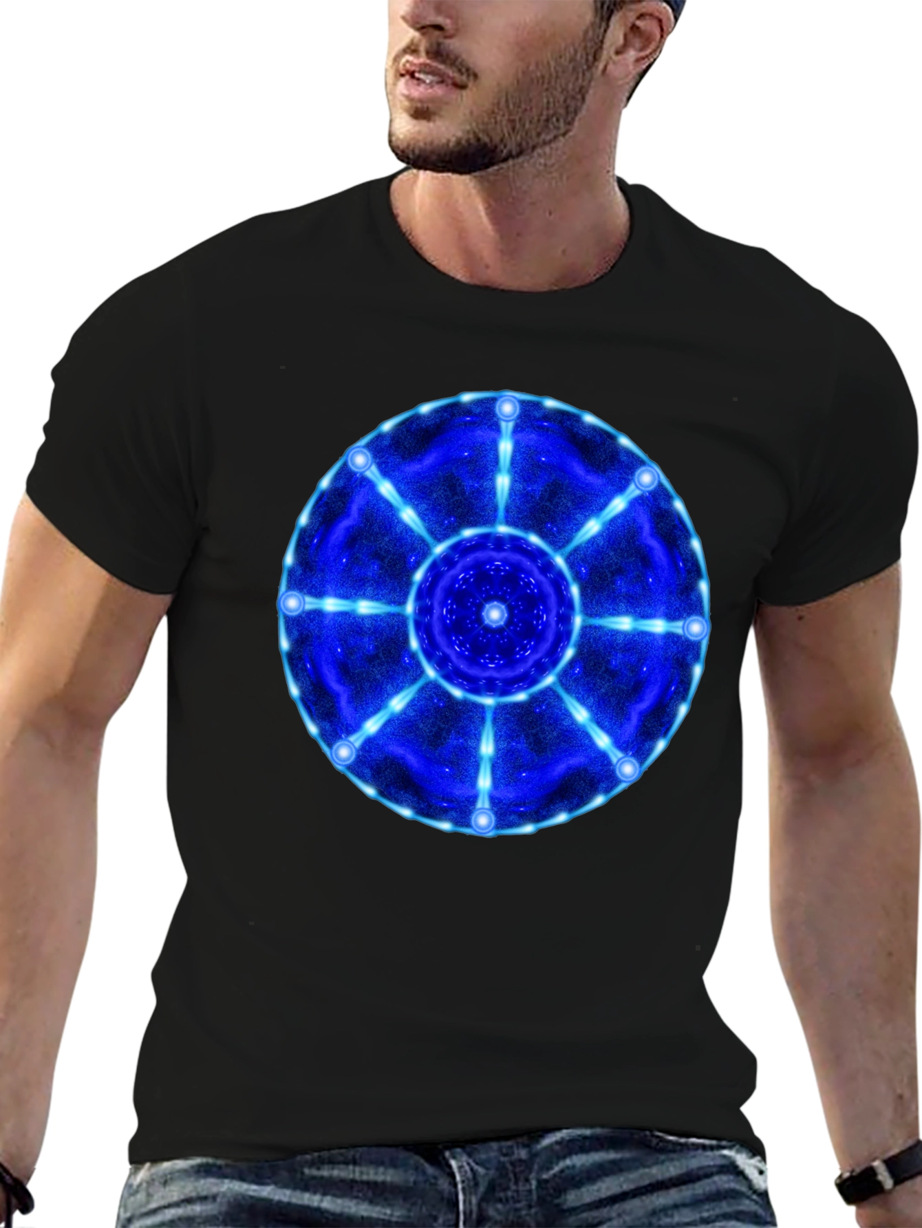 Cosmic Mandala Graphic T-Shirt - Black