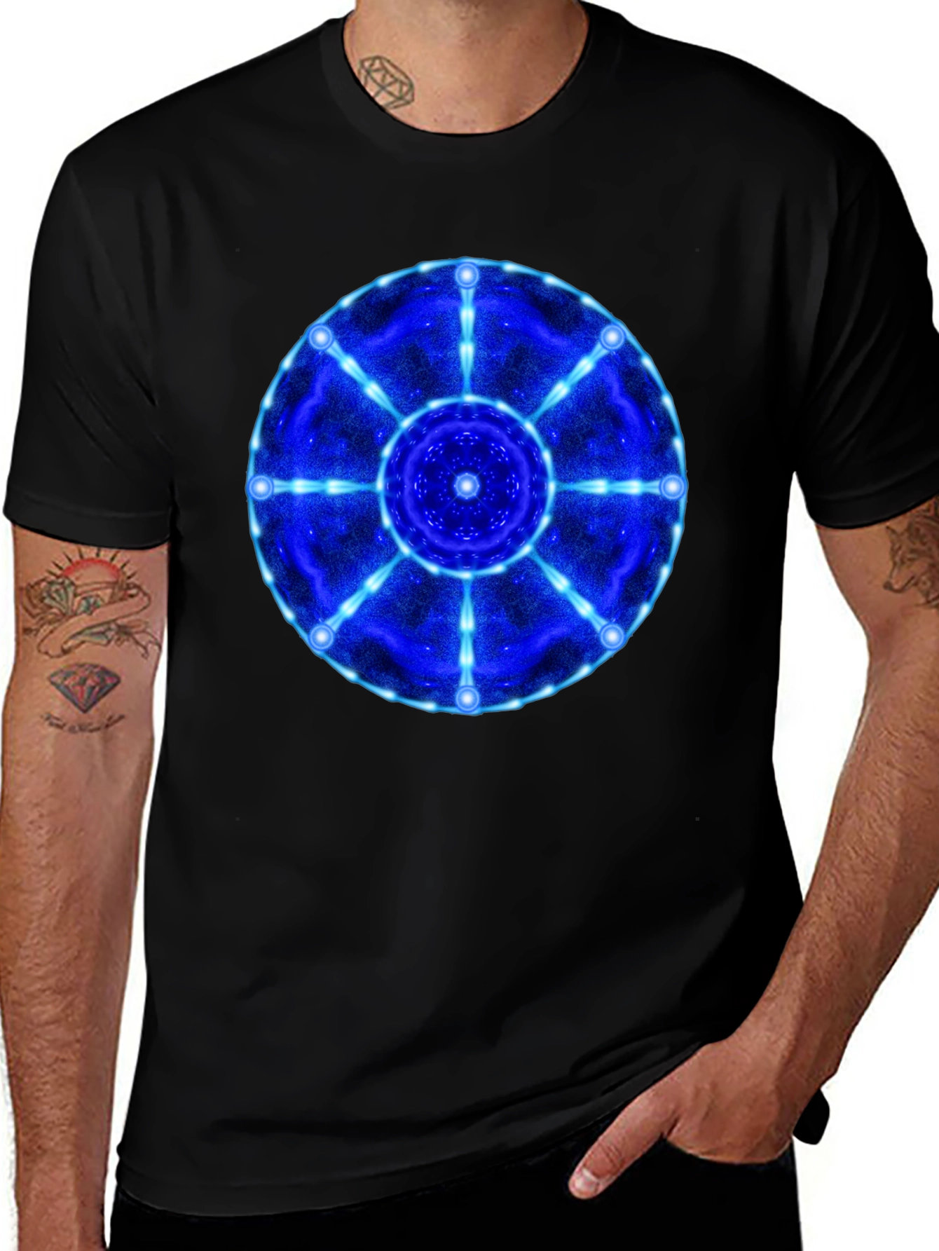 Cosmic Mandala Graphic T-Shirt - Black