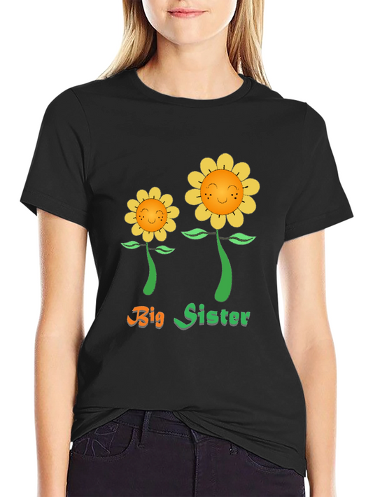 Big Sister Sunflower Graphic Tee - Black