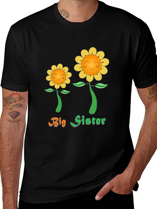 Big Sister Sunflower Graphic Tee - Black