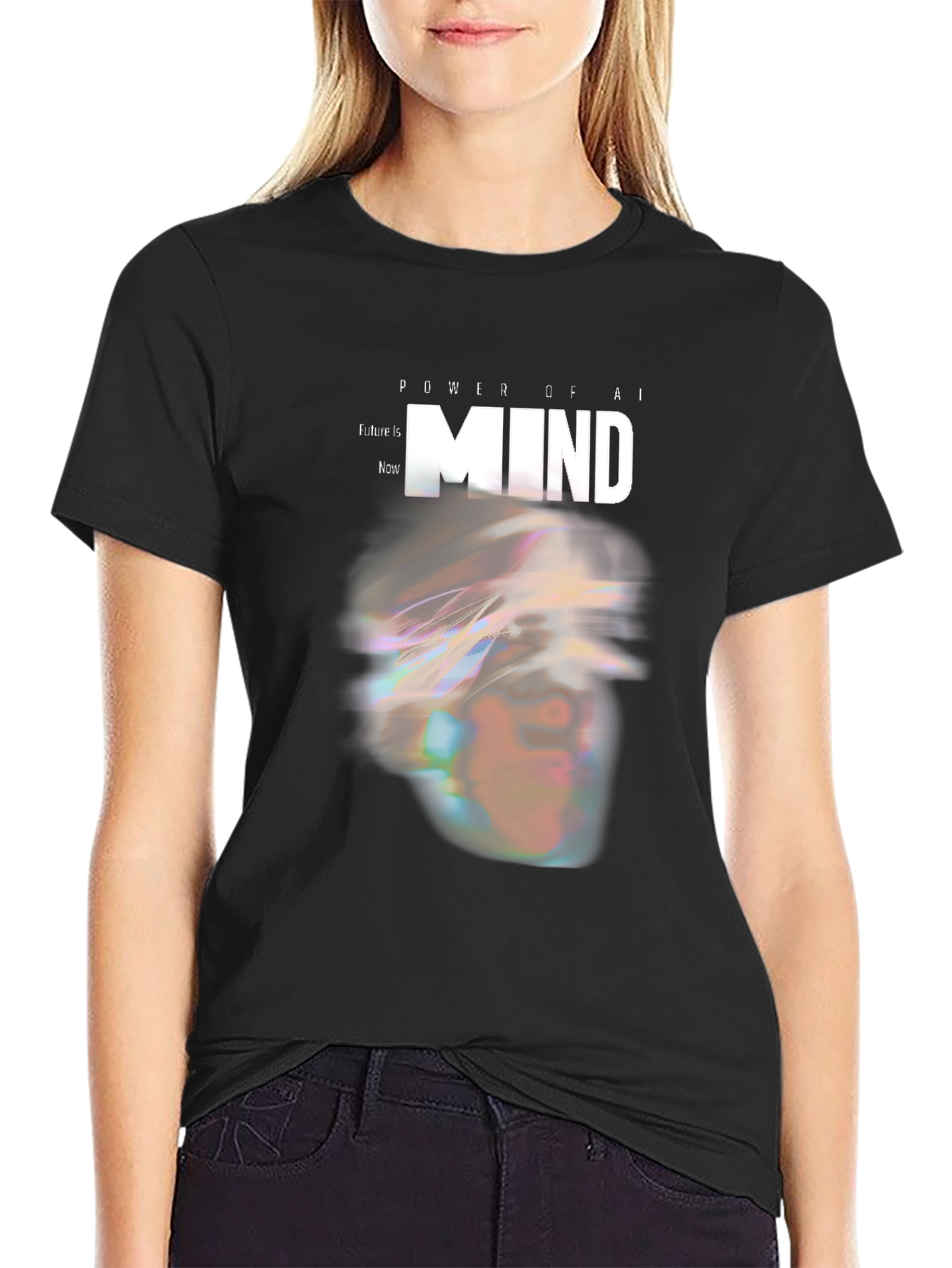 AI Mind Power Graphic Tee - Modern Futuristic Design