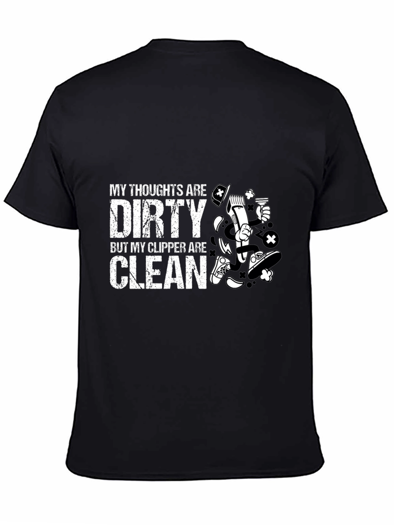 Dirty Thoughts Clean Clipper Barber Humor T-Shirt