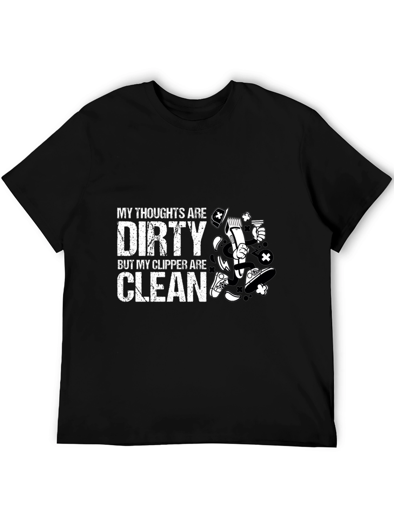 Dirty Thoughts Clean Clipper Barber Humor T-Shirt