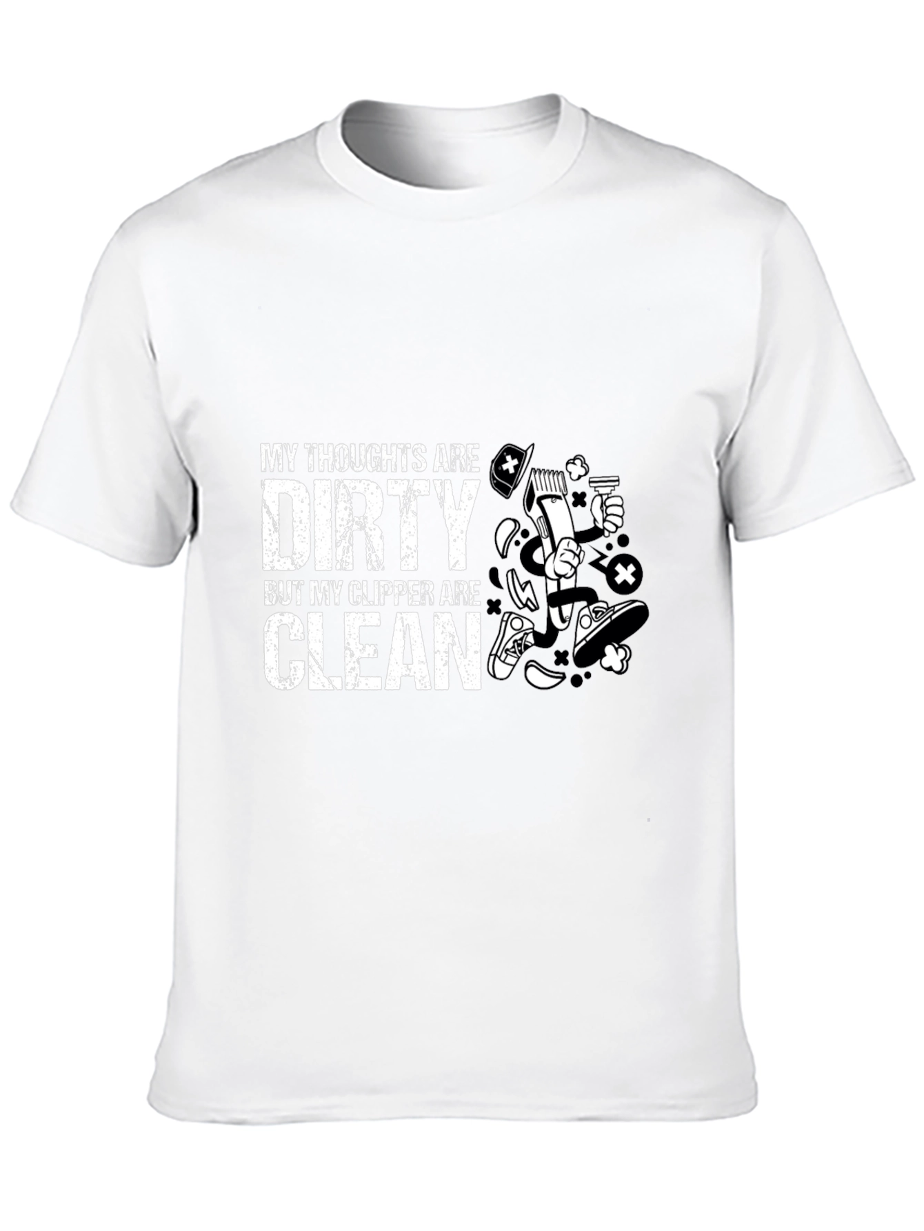 Dirty Thoughts Clean Clipper Barber Humor T-Shirt