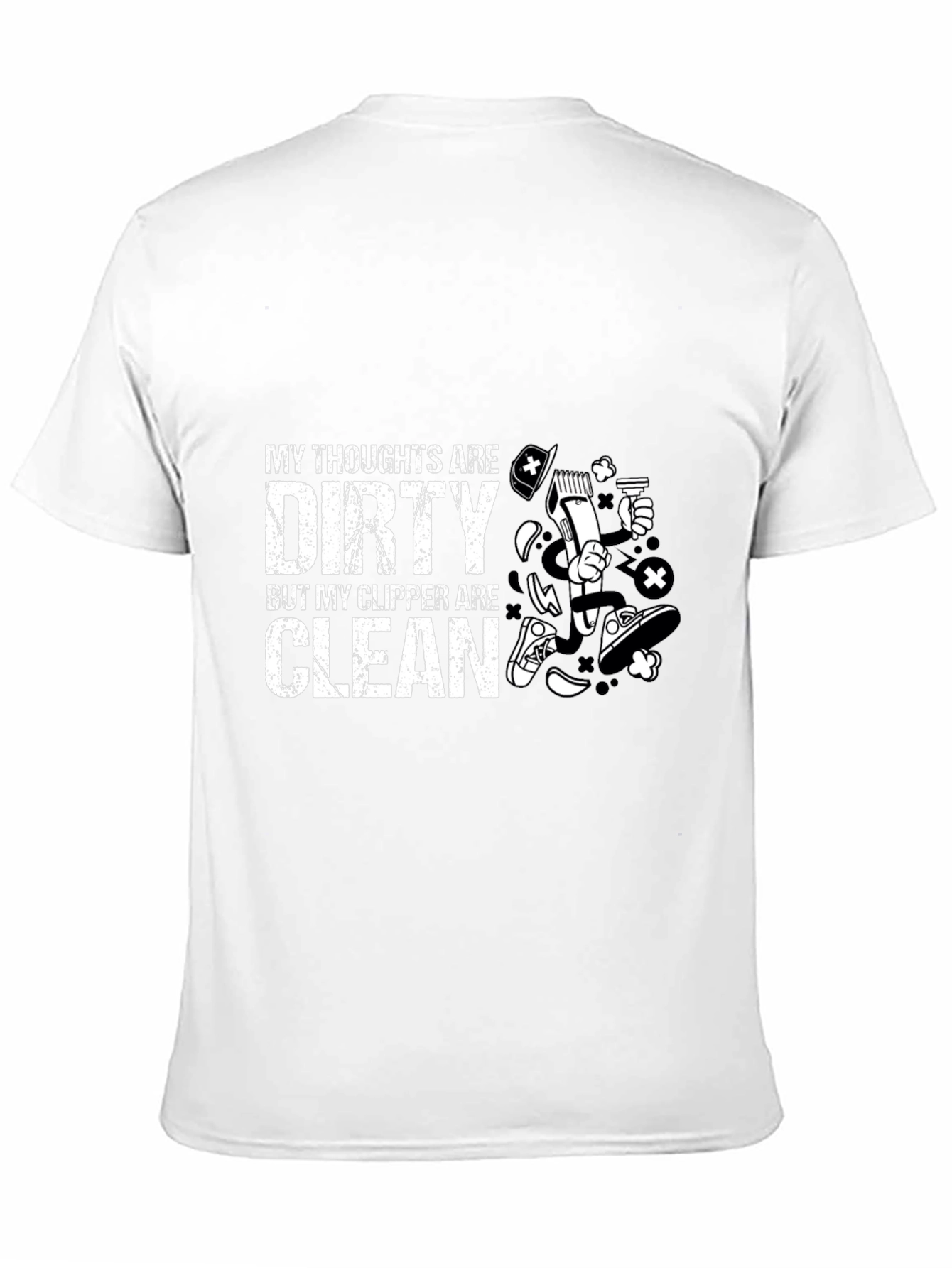 Dirty Thoughts Clean Clipper Barber Humor T-Shirt