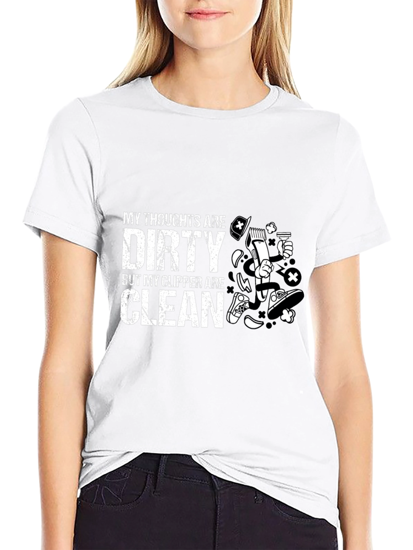 Dirty Thoughts Clean Clipper Barber Humor T-Shirt