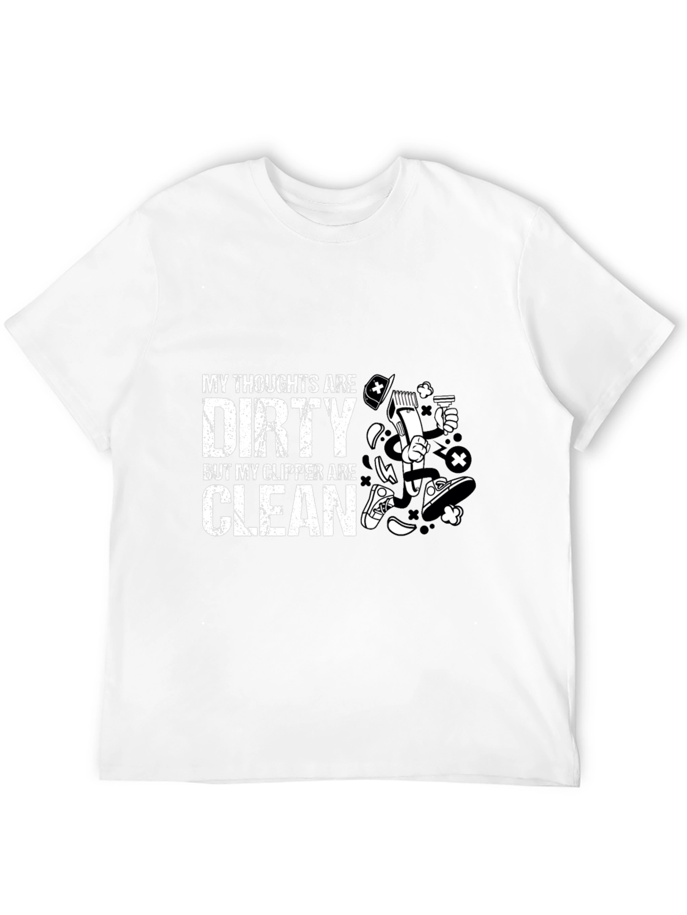 Dirty Thoughts Clean Clipper Barber Humor T-Shirt