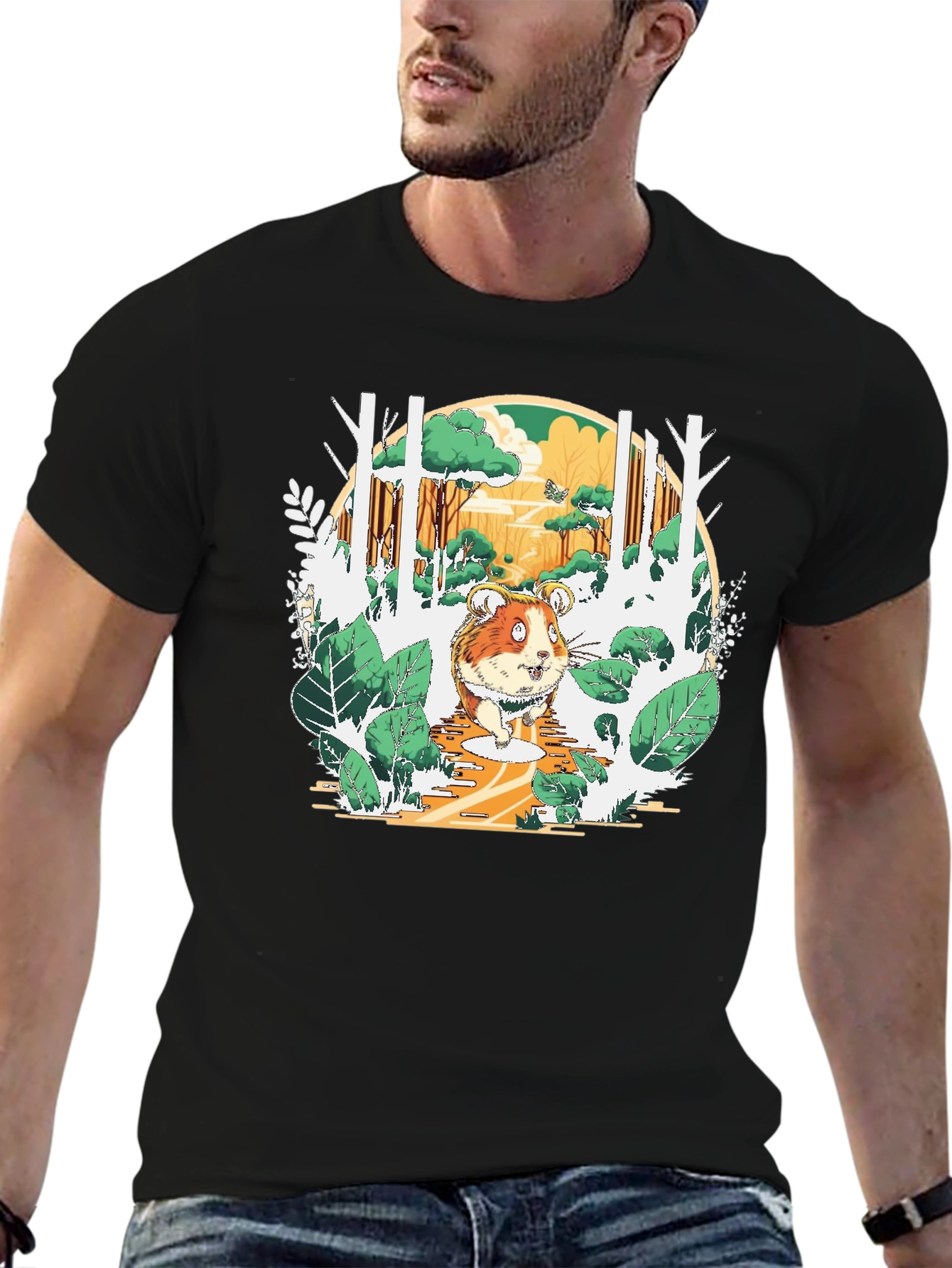 Guinea Pig Forest Graphic Tee - Black