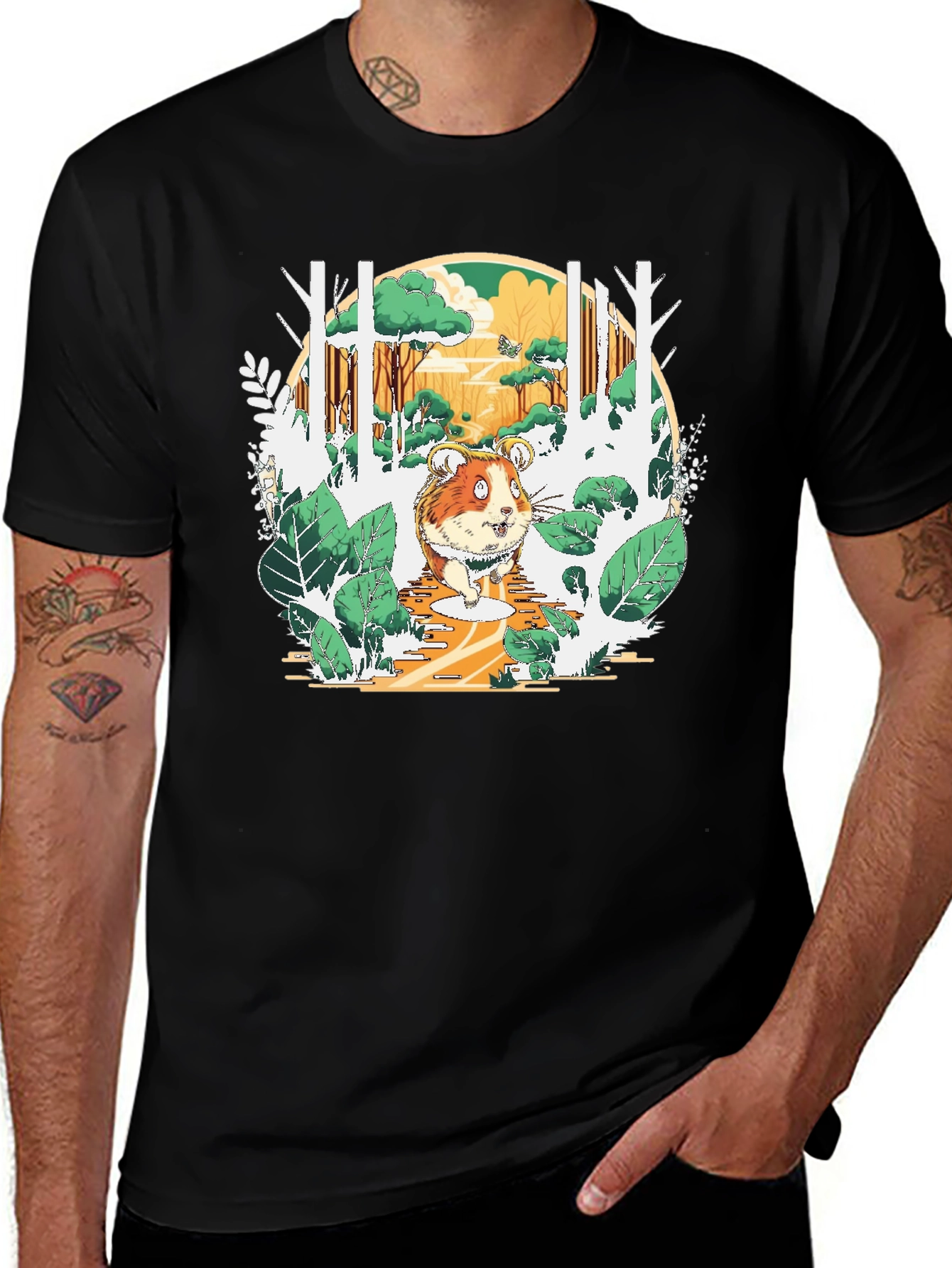 Guinea Pig Forest Graphic Tee - Black
