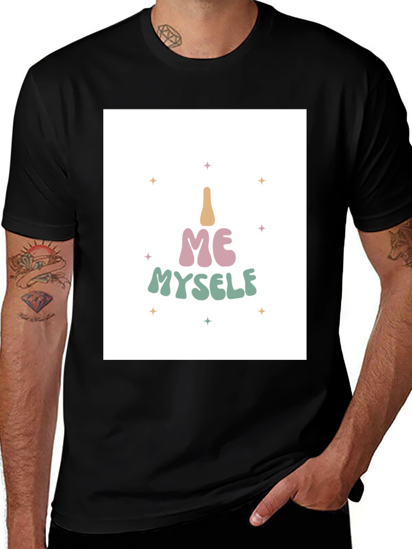 I Me Myself T-Shirt - Black Cotton Tee