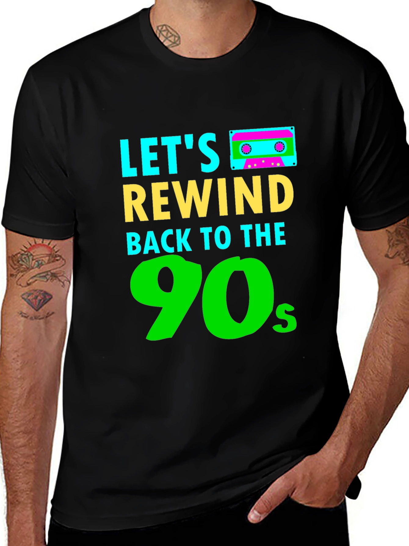 Lets Rewind Back to the 90s Black T-Shirt
