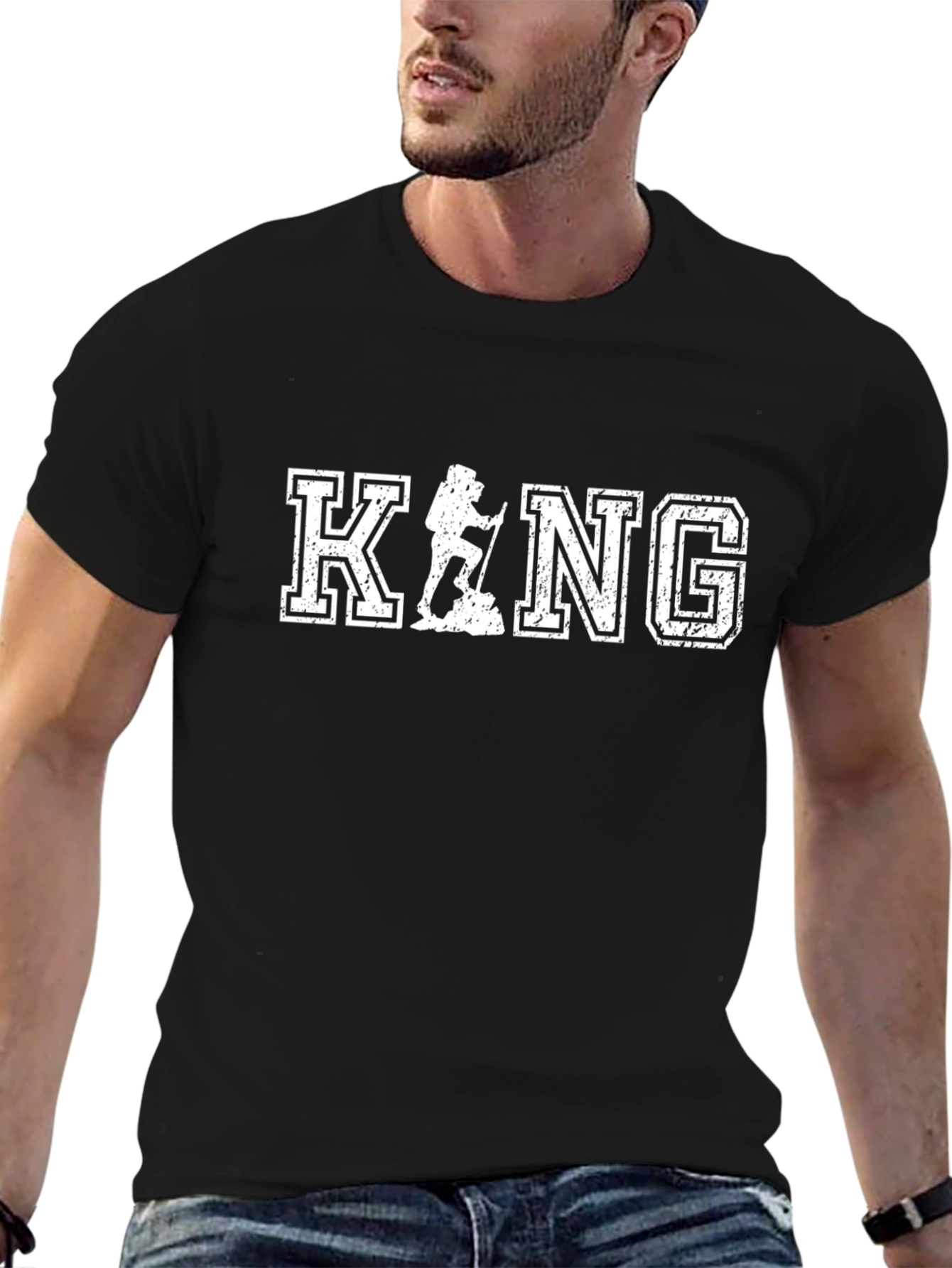 King Hiking T-Shirt - Black Crew Neck Tee