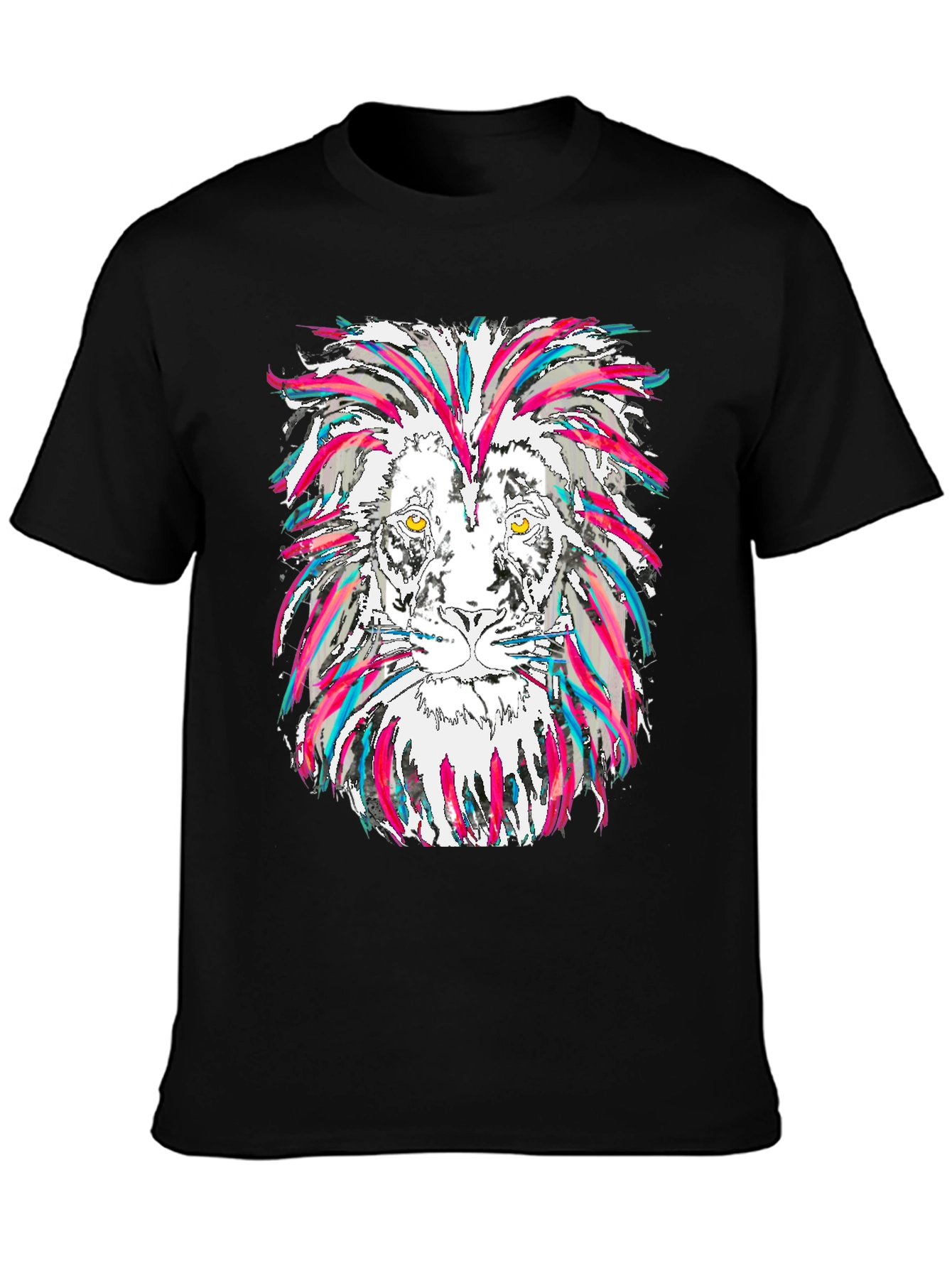Lion Graphic Tee - Mens Black Cotton T-Shirt