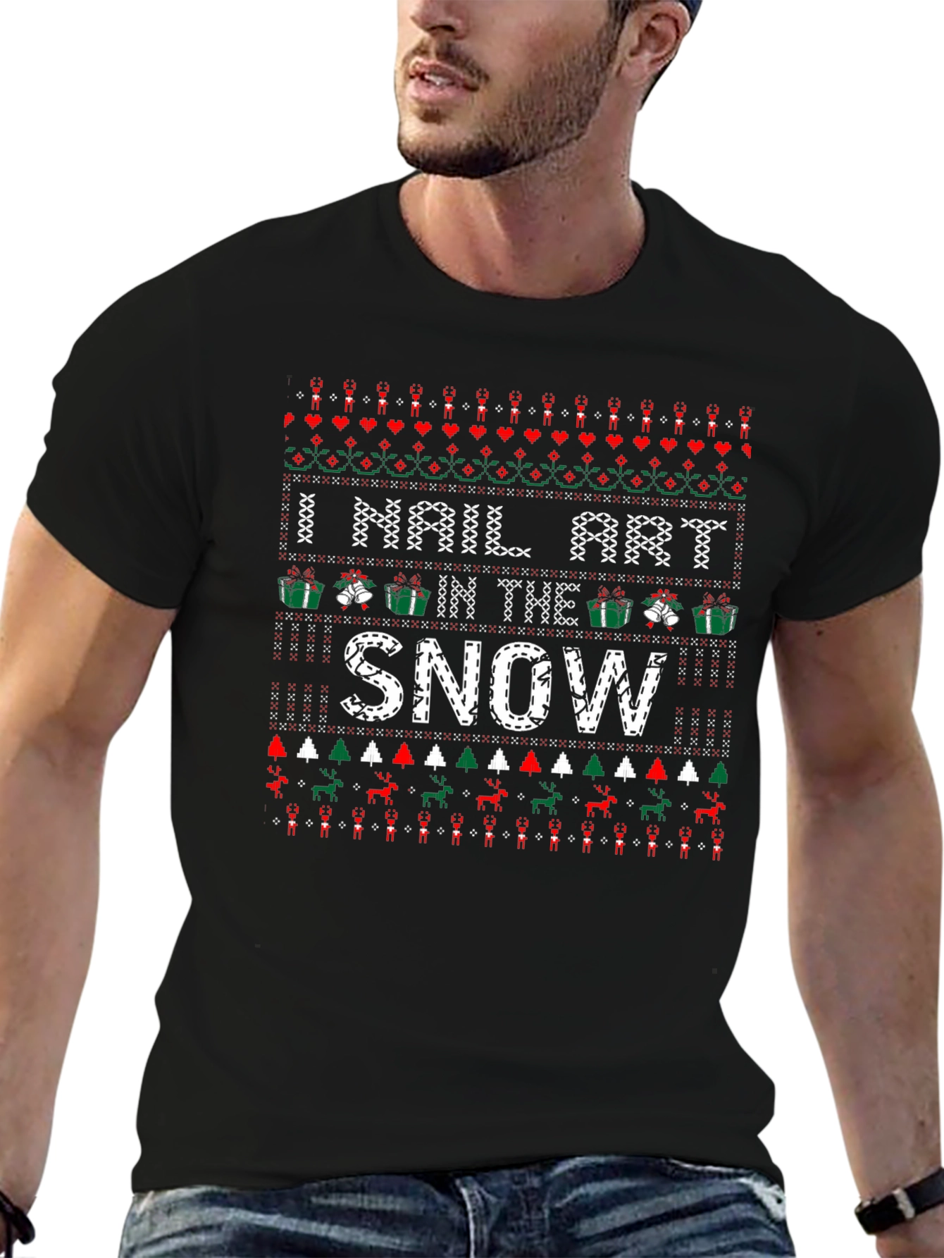 Nail Art In The Snow Ugly Christmas T-Shirt