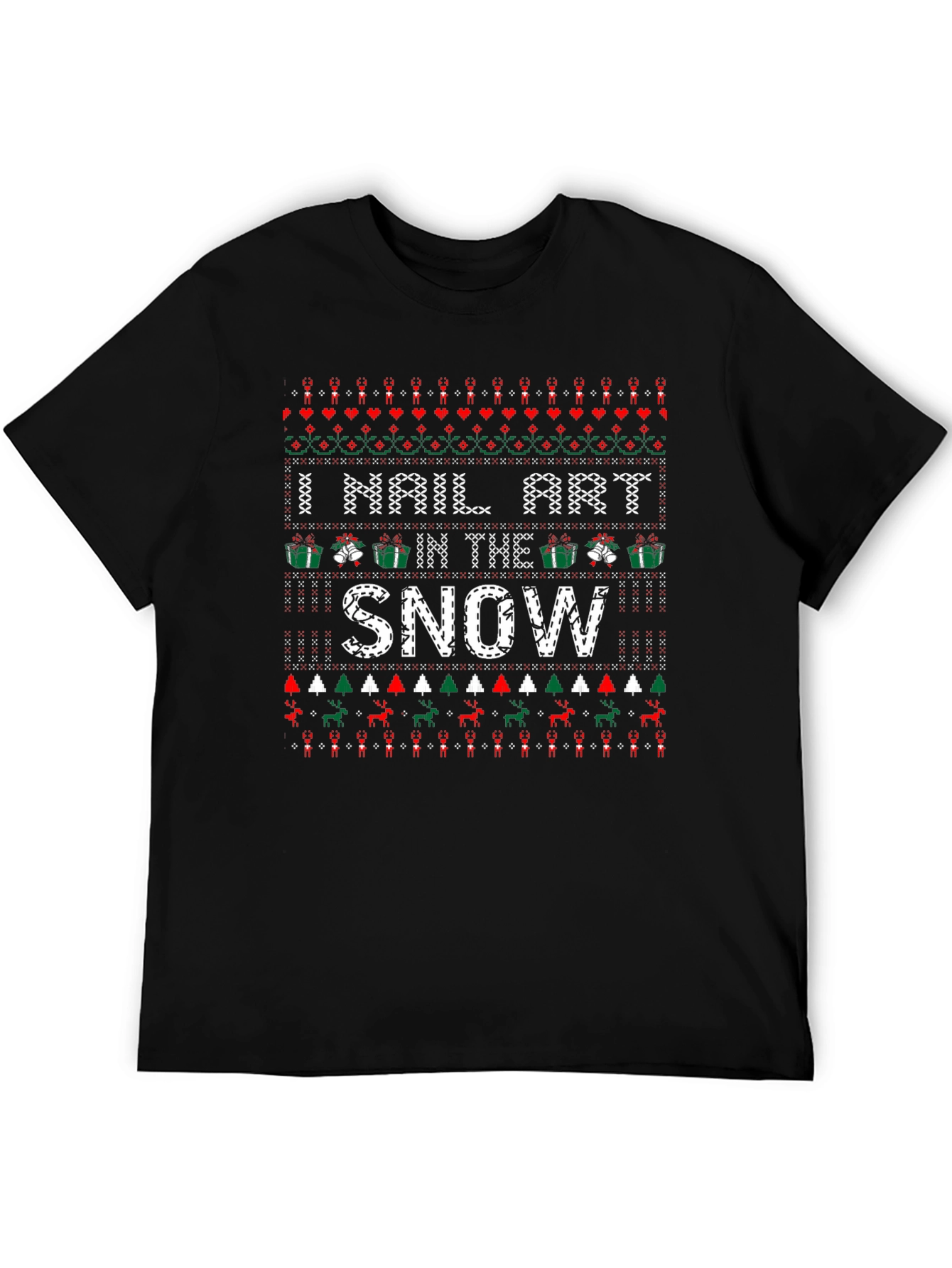 Nail Art In The Snow Ugly Christmas T-Shirt
