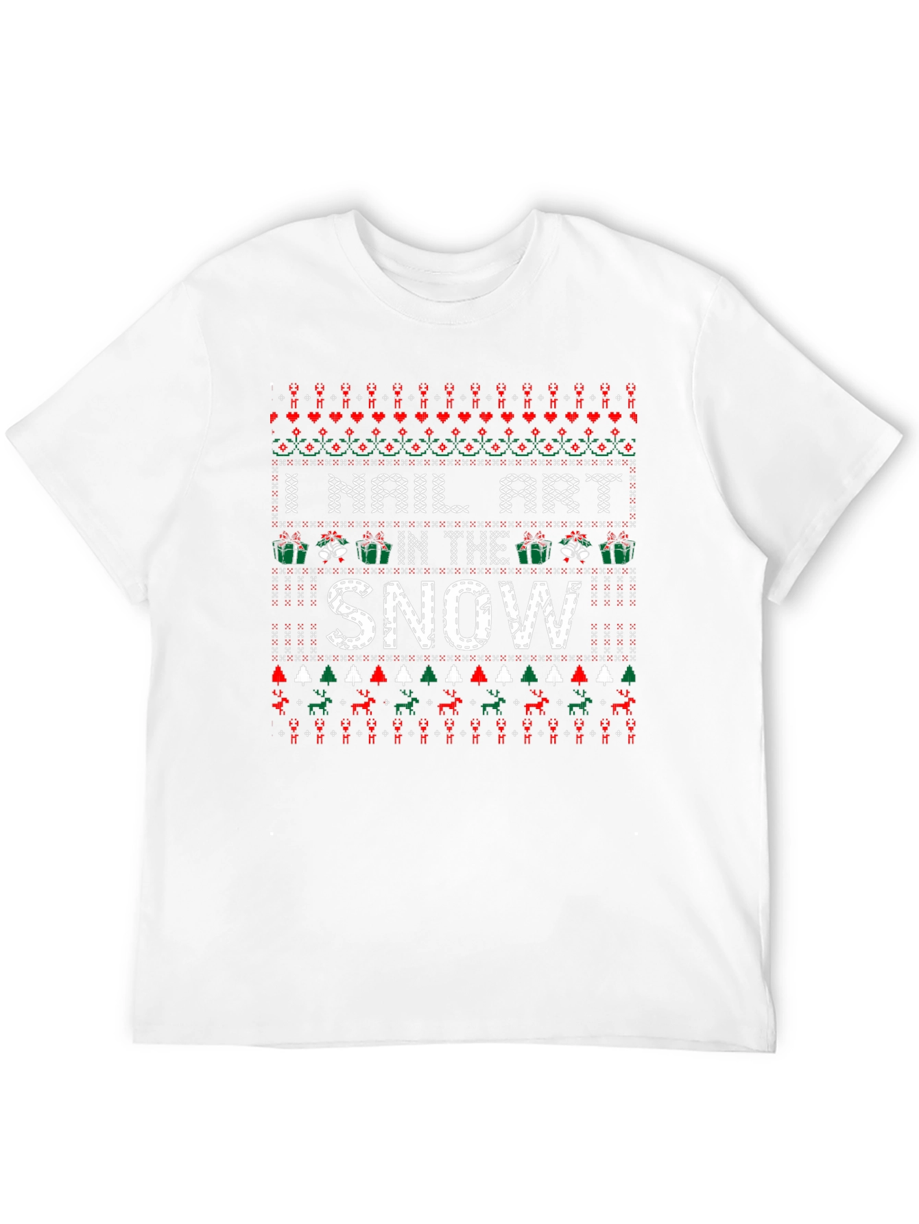 Nail Art In The Snow Ugly Christmas T-Shirt