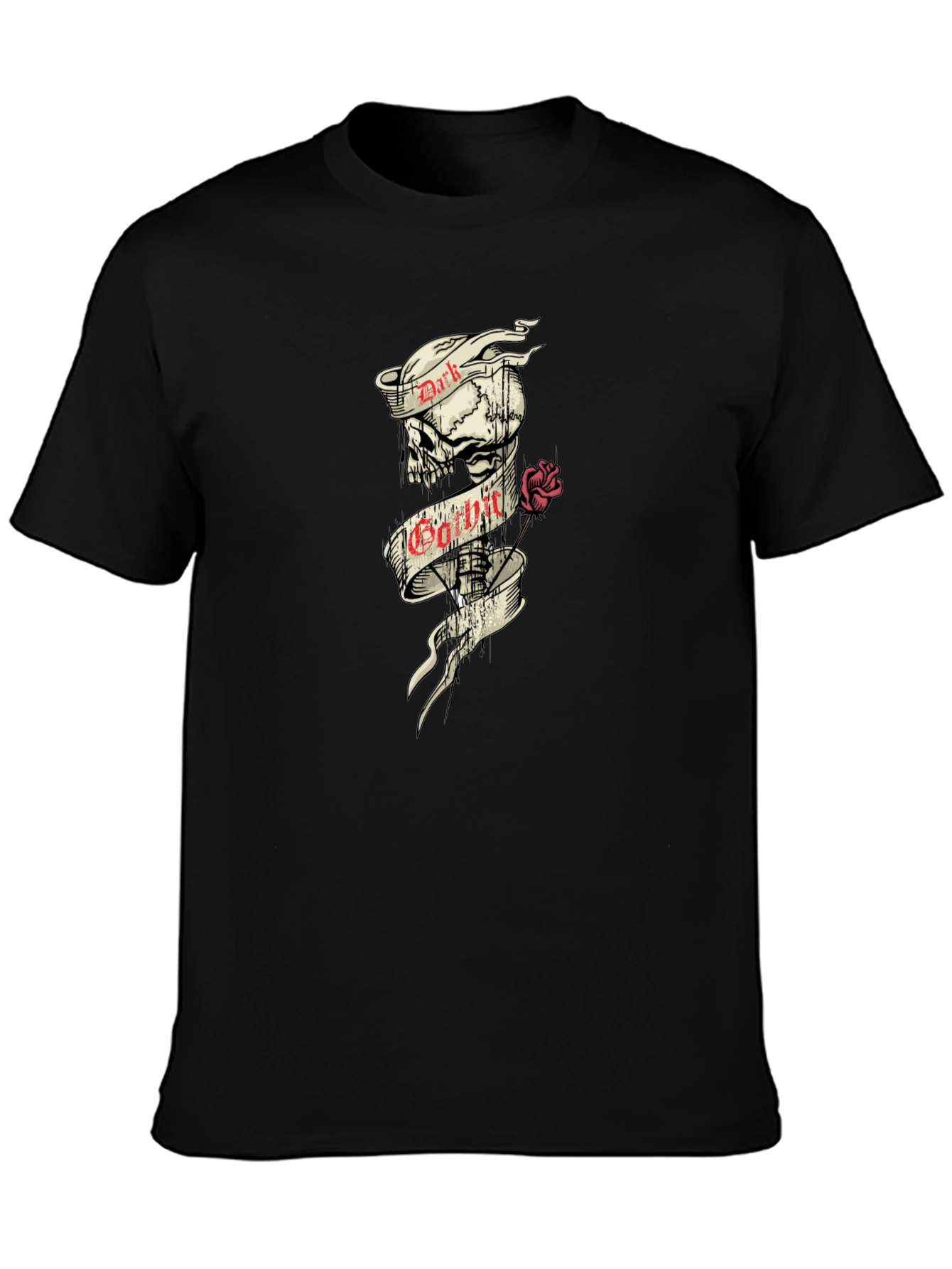 Dark Gothic Skull Rose Graphic Tee