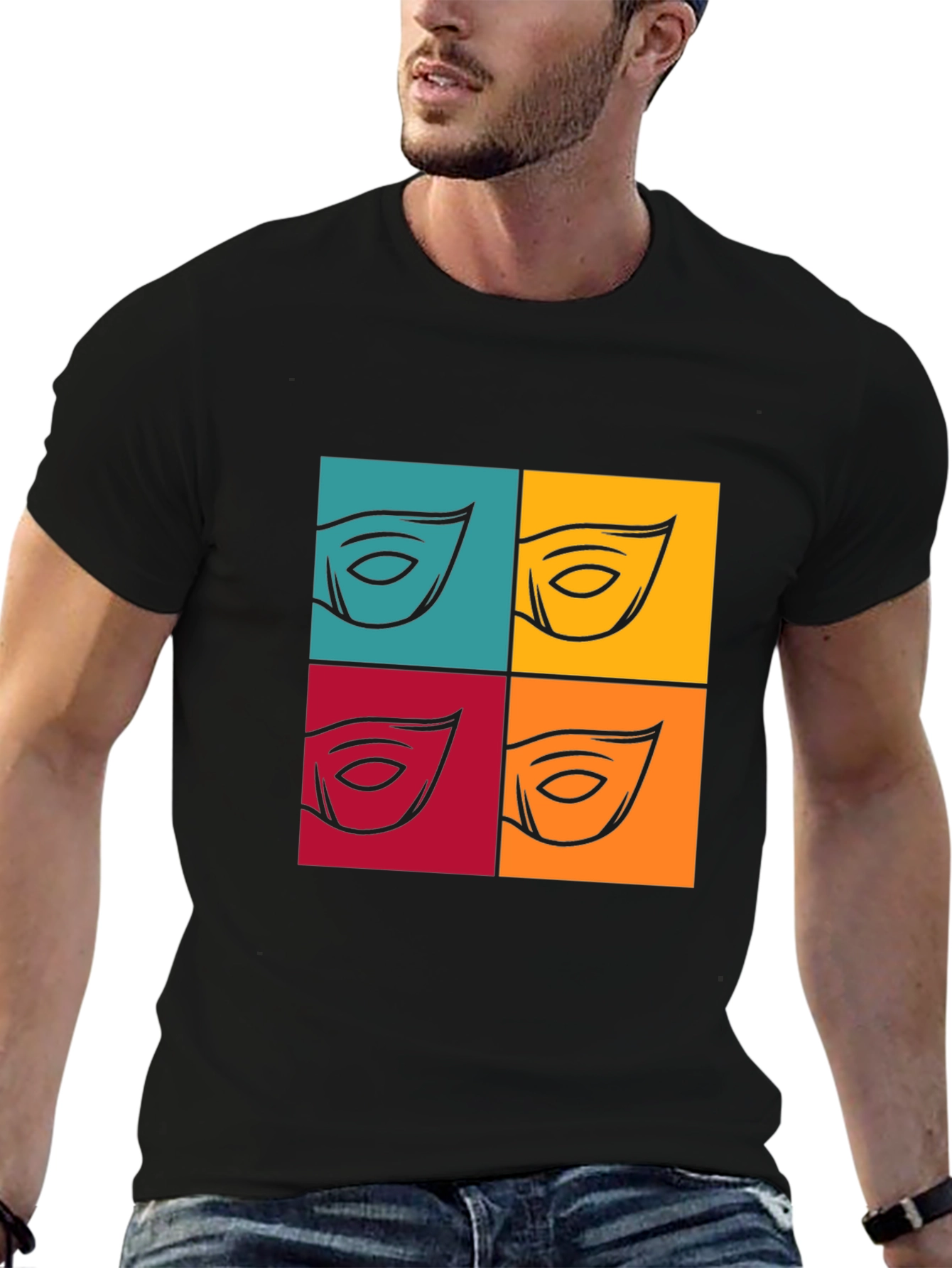 Abstract Eye Graphic T-Shirt - Bold Pop Art Style