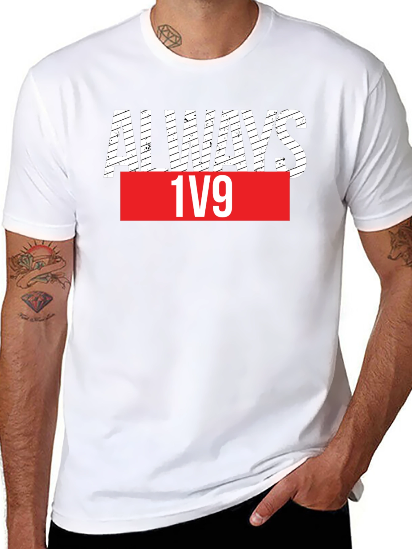 Always 1v9 Graphic Tee - Black Cotton T-Shirt