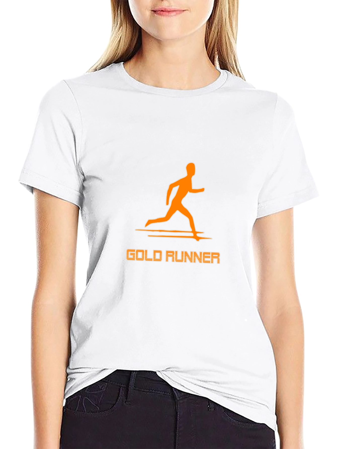 Gold Runner Graphic Tee - Stylish Black T-Shirt