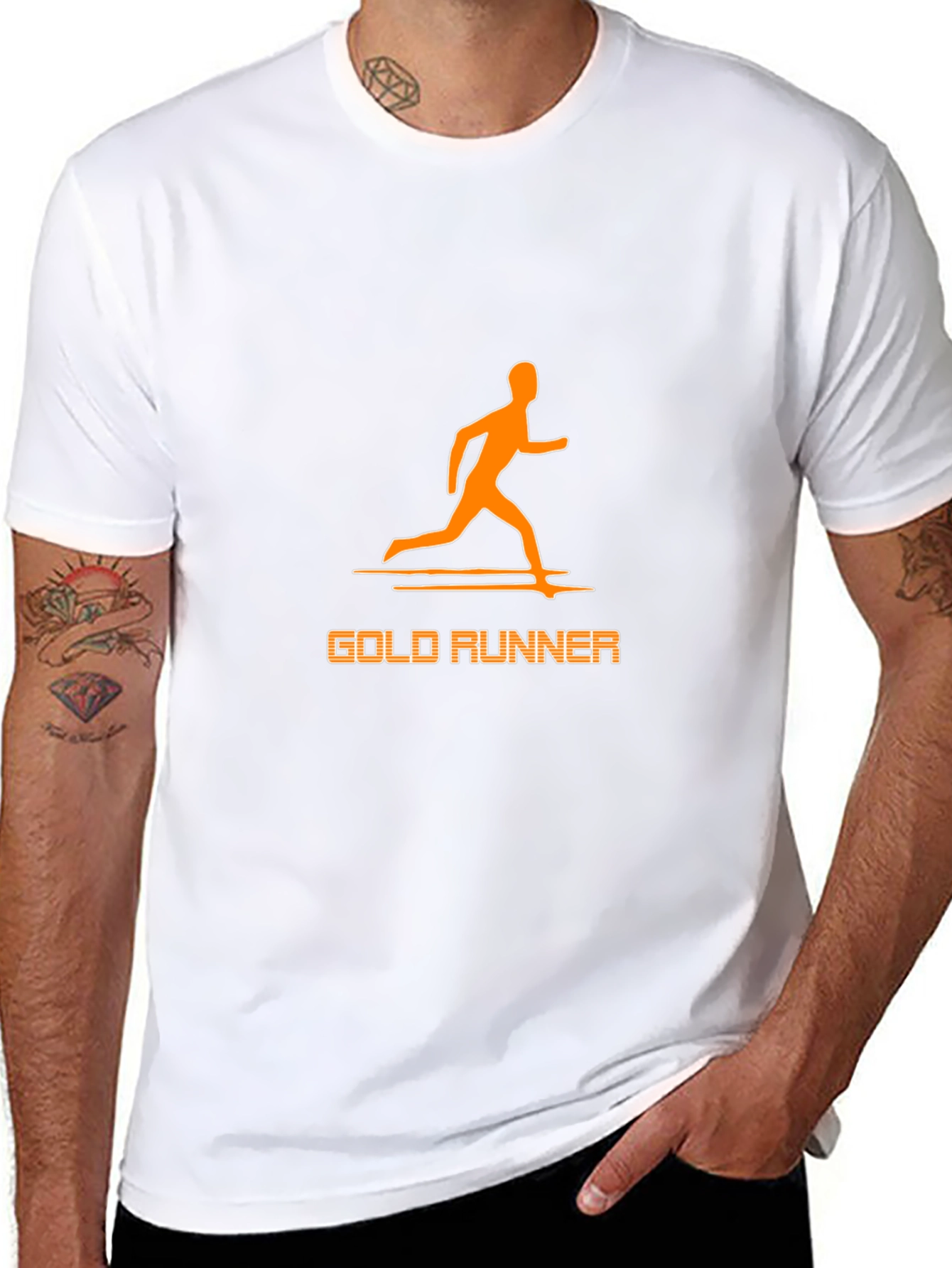 Gold Runner Graphic Tee - Stylish Black T-Shirt