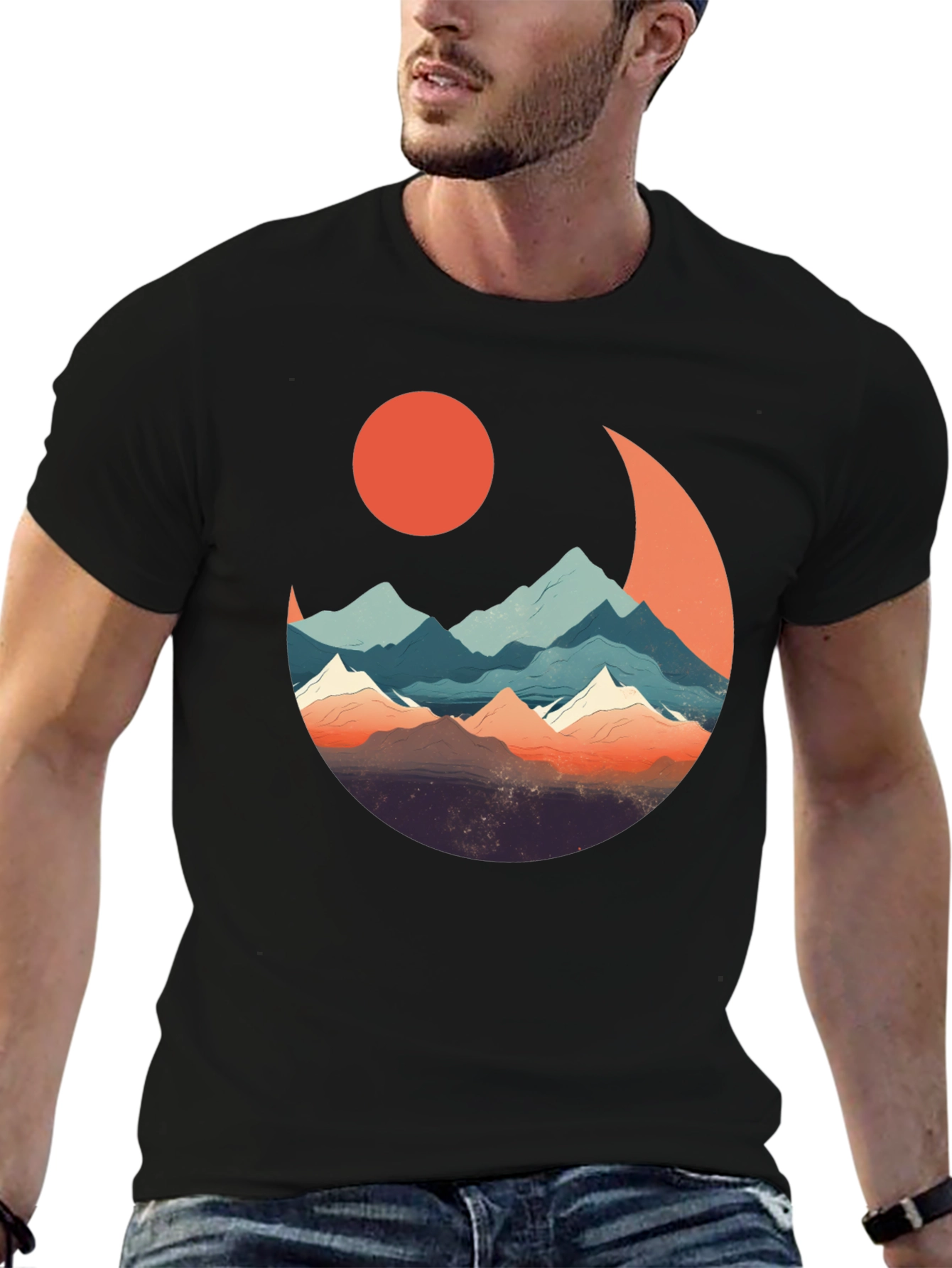 Mountain Moon Graphic Tee - Nature Inspired Design