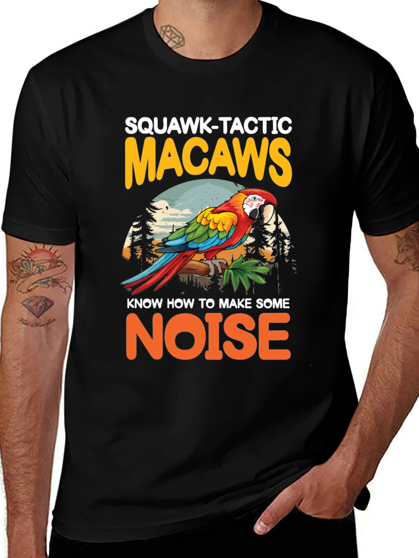Squawk-Tactic Macaws Graphic Tee