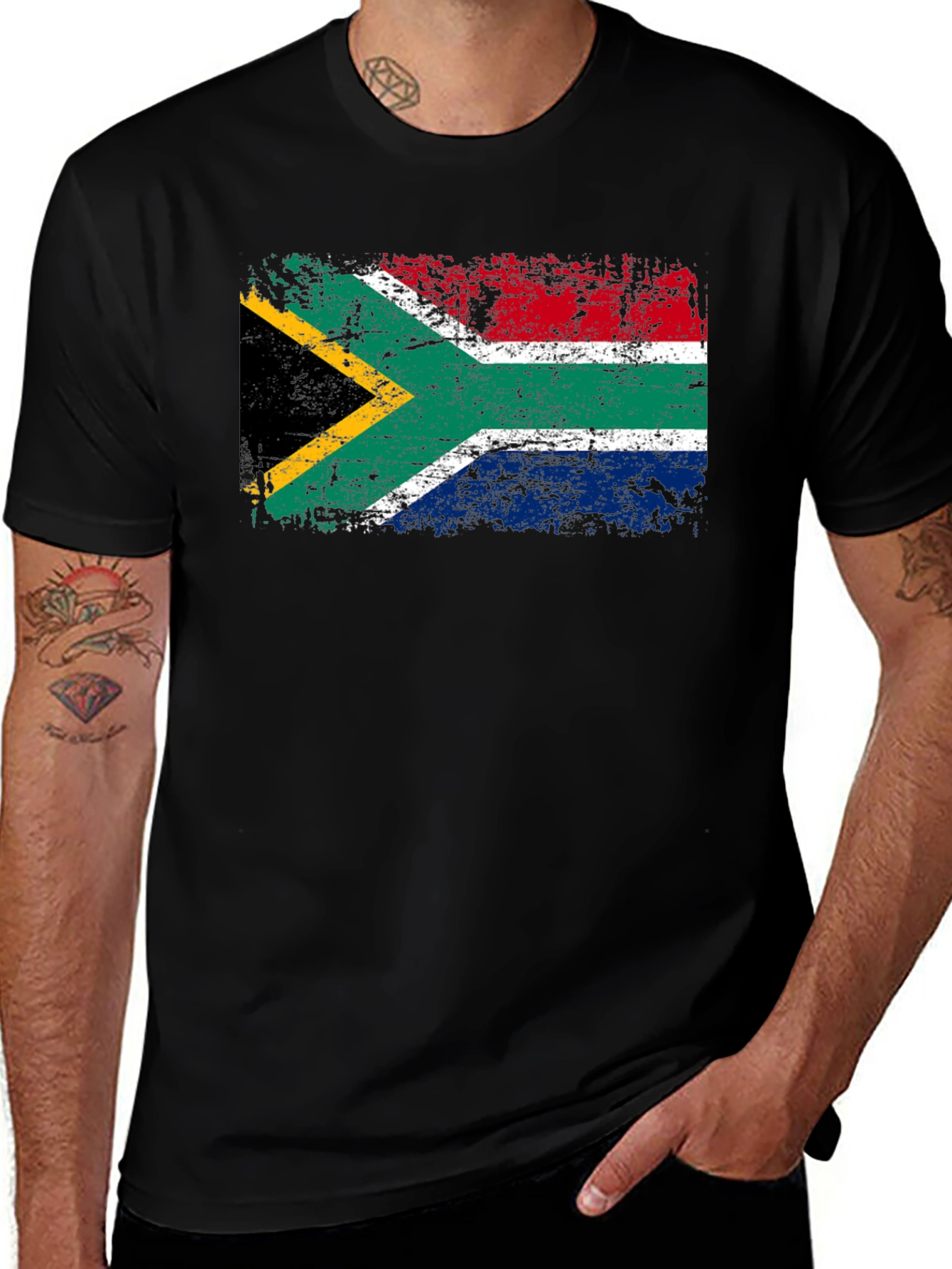 South Africa Flag Black T-Shirt