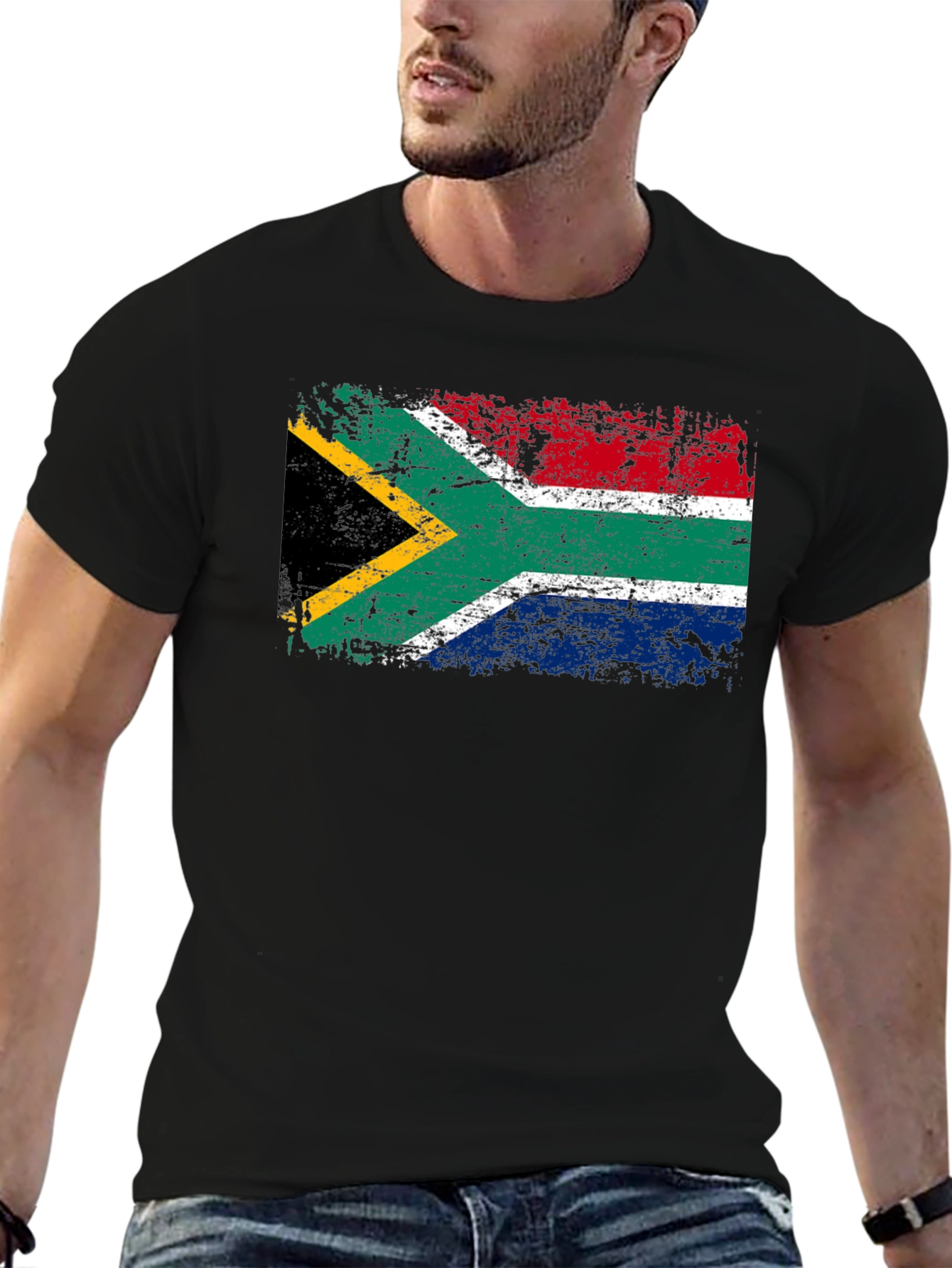 South Africa Flag Black T-Shirt