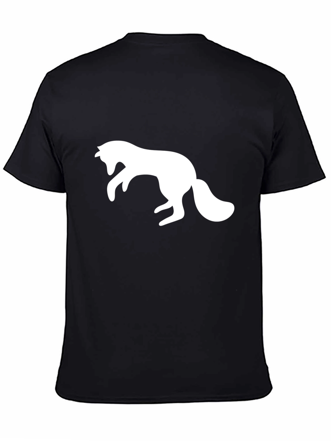 Black T-Shirt with Leaping Fox Design