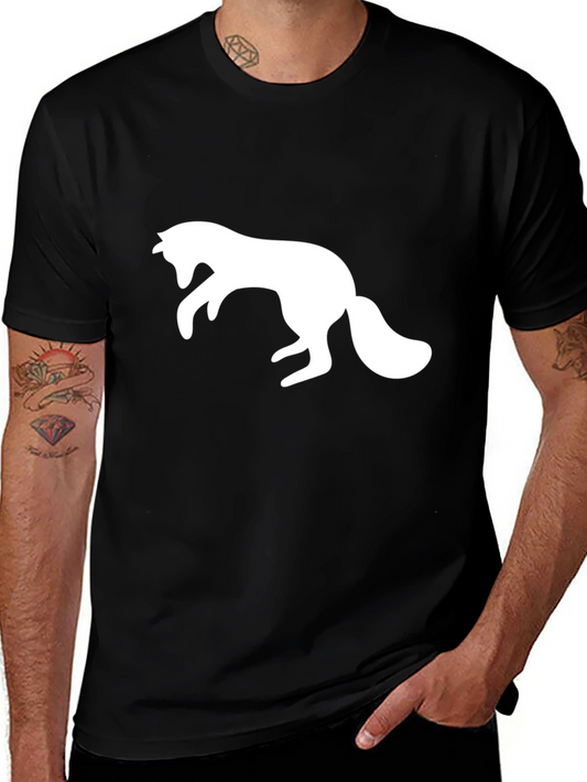 Black T-Shirt with Leaping Fox Design
