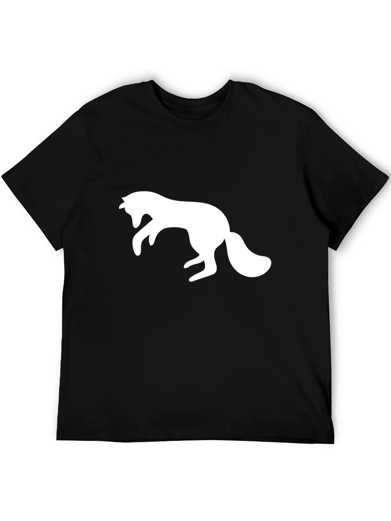 Black T-Shirt with Leaping Fox Design