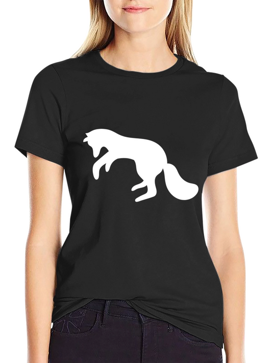 Black T-Shirt with Leaping Fox Design