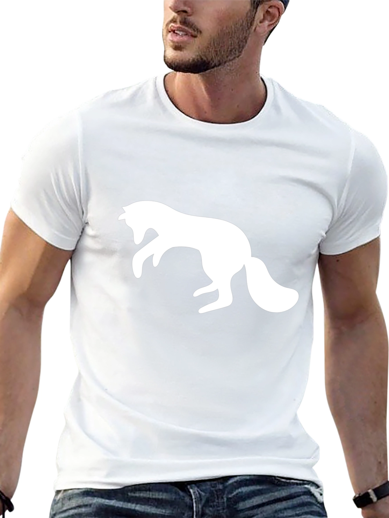 Black T-Shirt with Leaping Fox Design