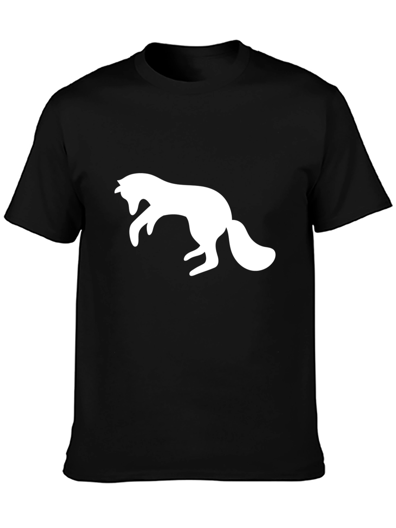 Black T-Shirt with Leaping Fox Design