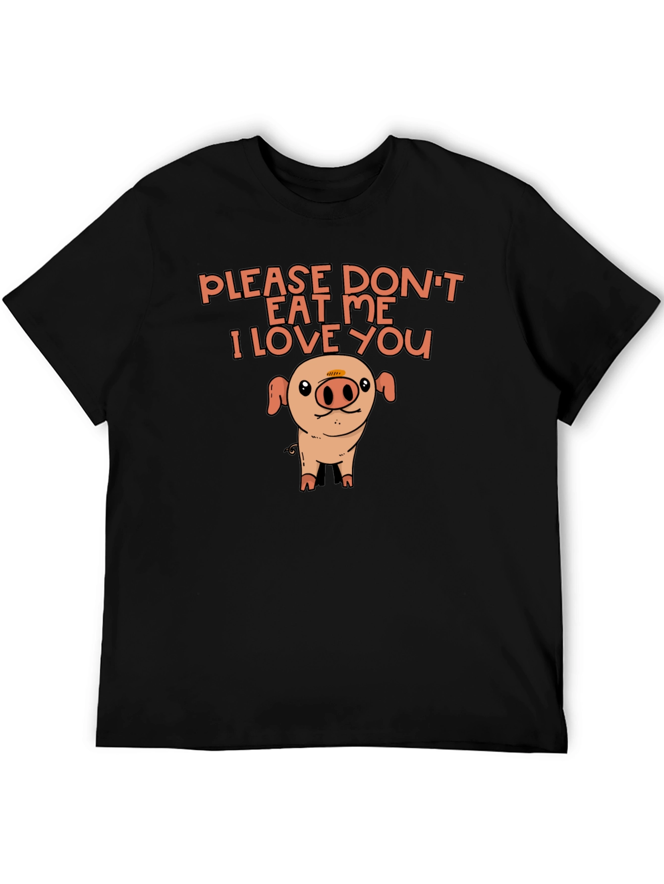 Cute Pig Black T-Shirt: Please Dont Eat Me