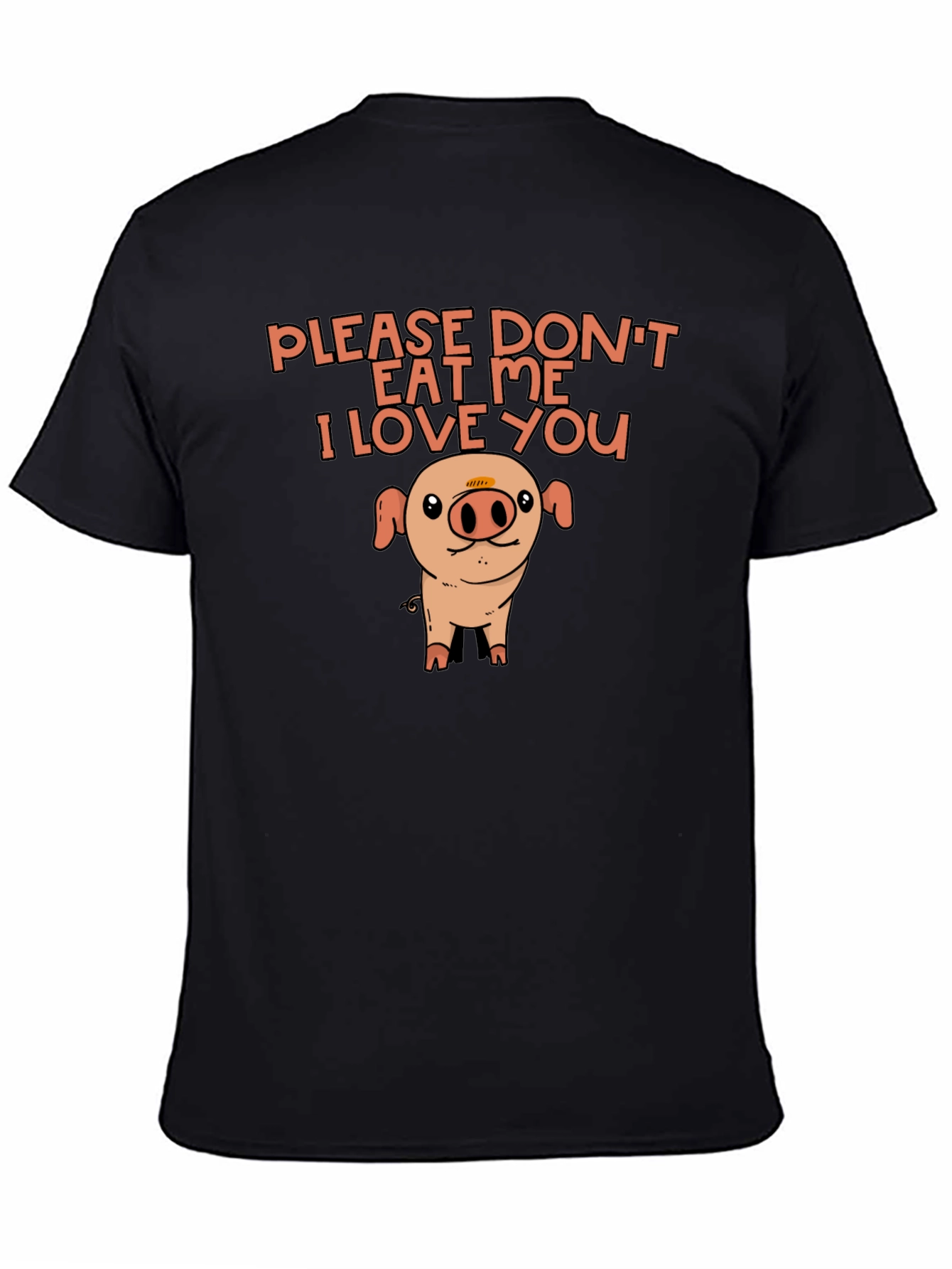 Cute Pig Black T-Shirt: Please Dont Eat Me